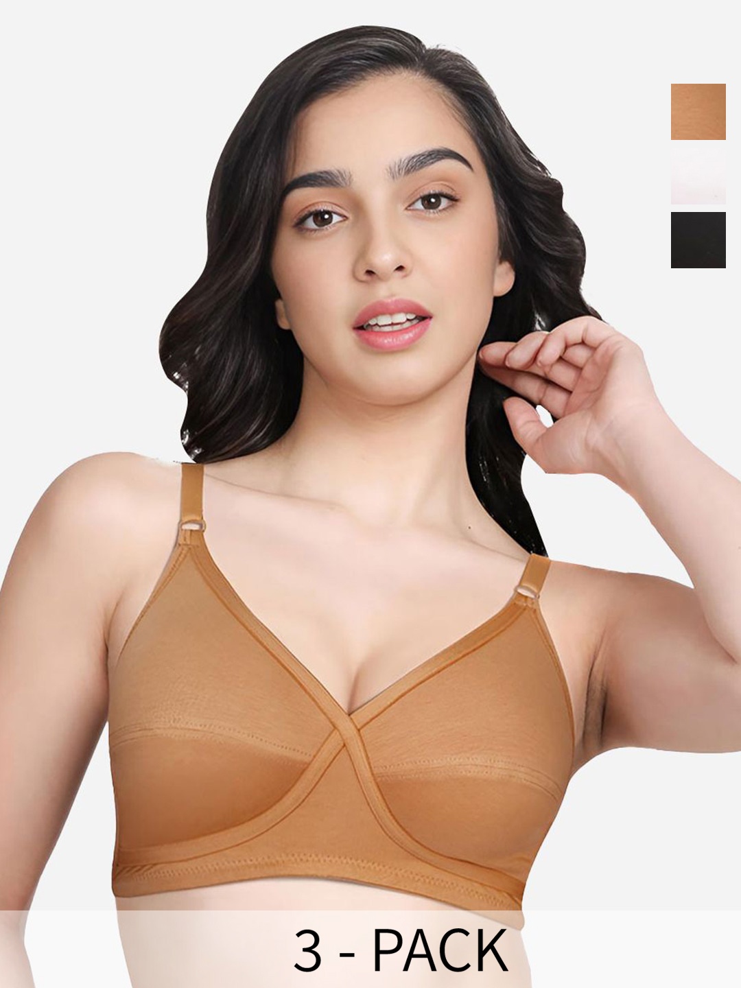 

Susie Pack Of 3 Medium Coverage Bra, Black