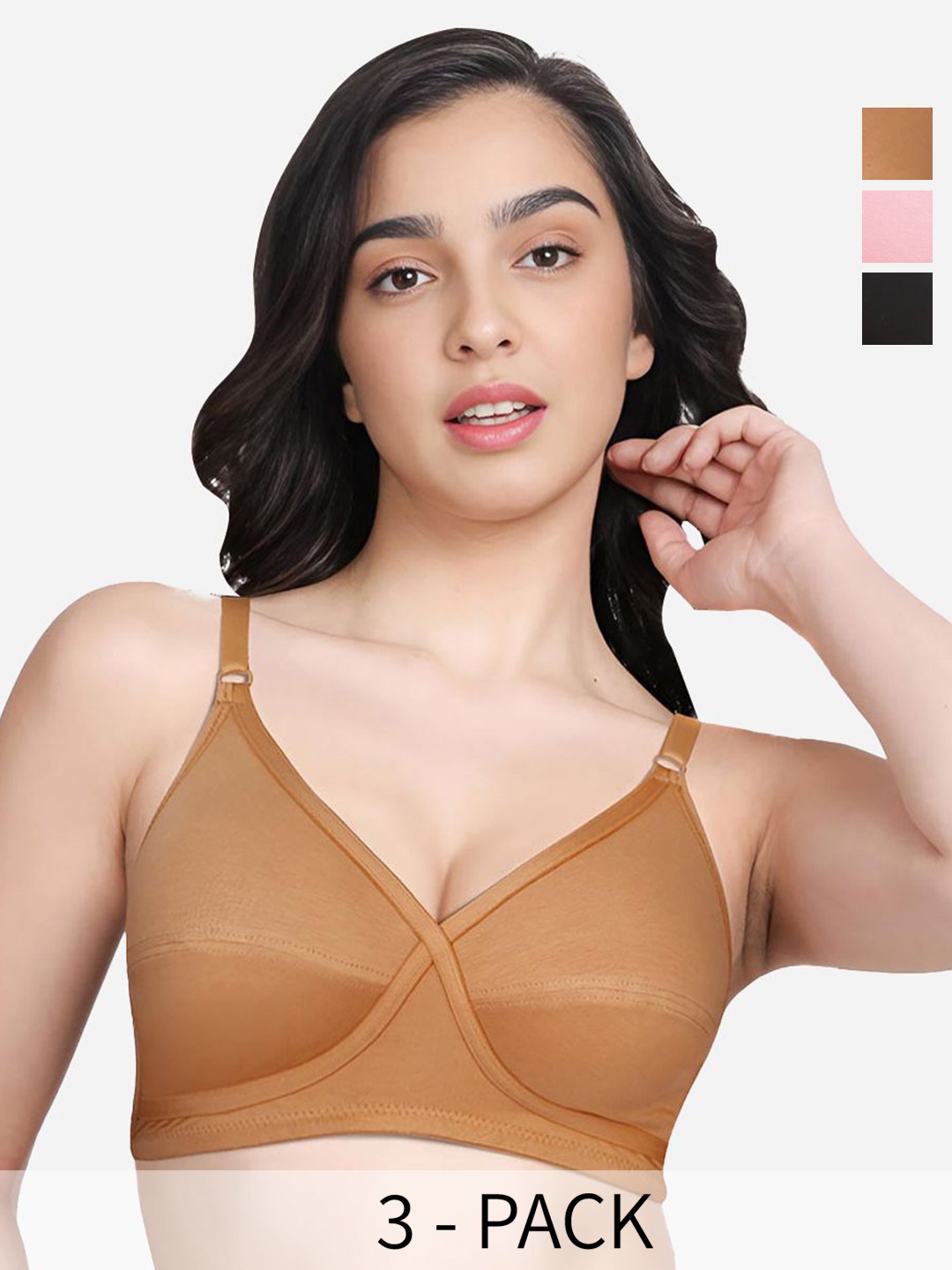 

Susie Pack Of 3 Women Medium Coverage Bra, Black