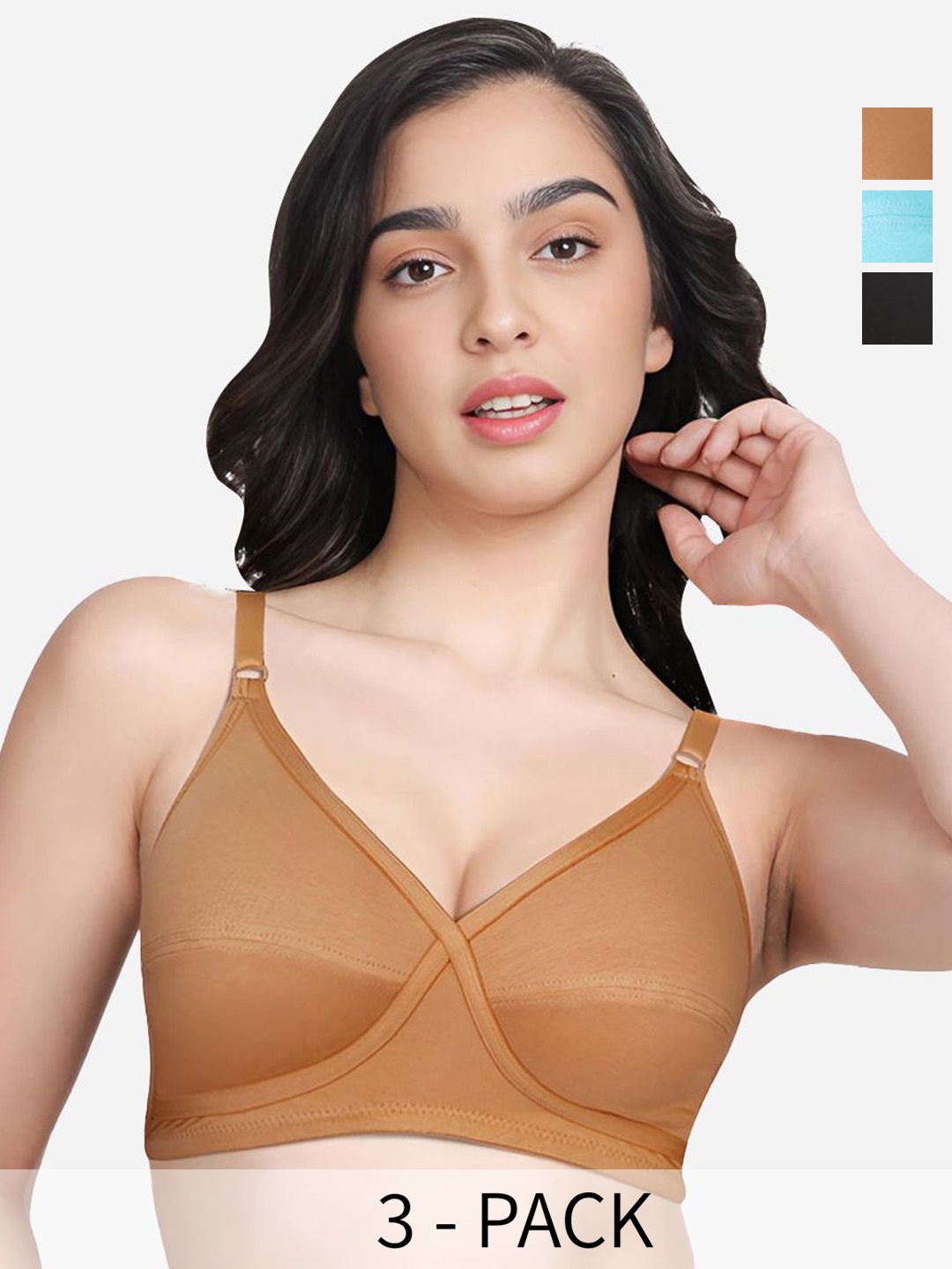 

Susie Pack Of 3 Women Medium Coverage Bra, Blue