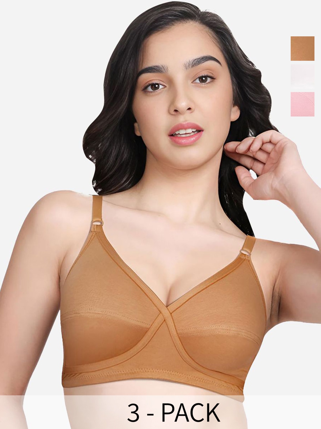 

Susie Pack Of 3 Women Medium Coverage Bra, White
