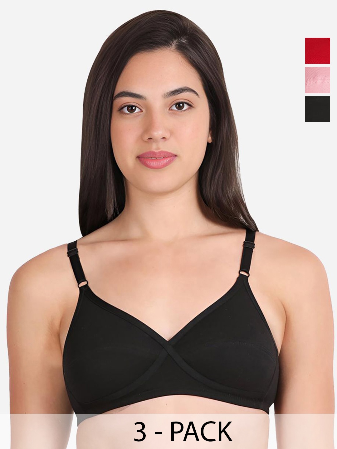 

Susie Women Pack Of 3 Medium Coverage Everyday Bra, Red