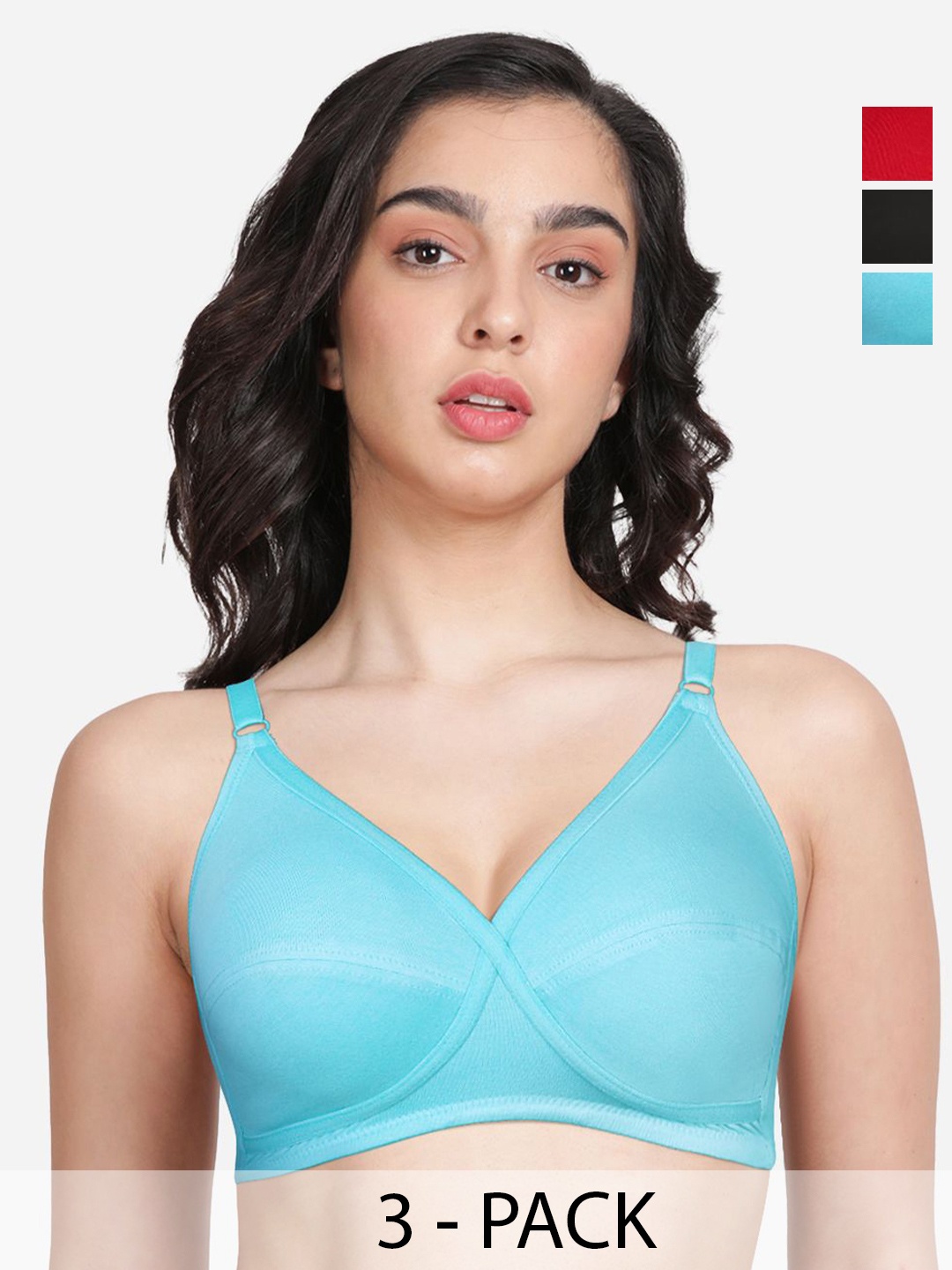

Susie Women Pack Of 3 Medium Coverage Everyday Bra, Red