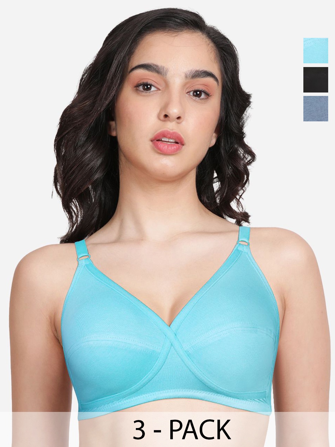 

Susie Pack Of 3 Medium Coverage Everyday Bra, Black