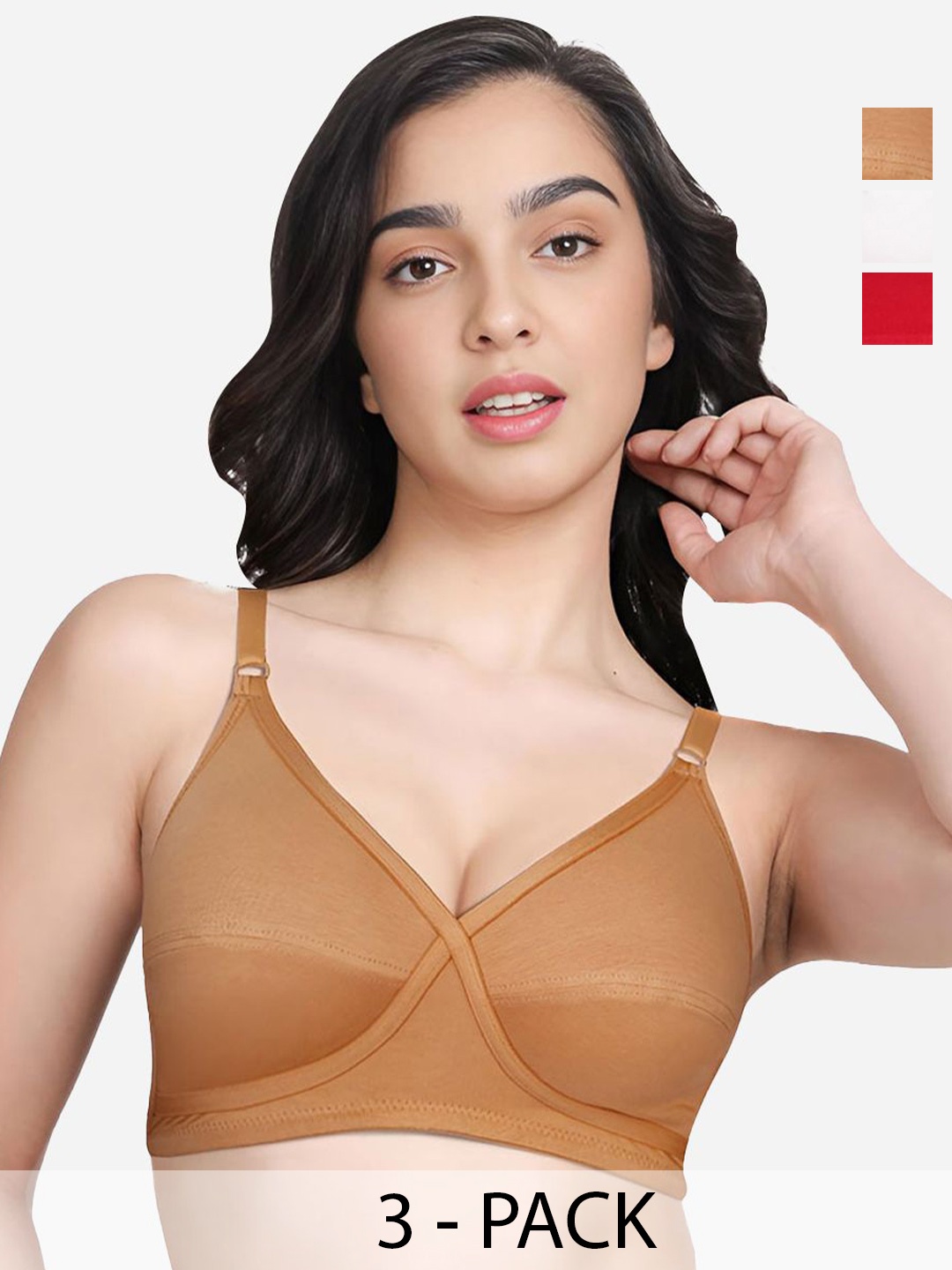 

Susie Pack Of 3 Women Medium Coverage Everyday Solid Bra, White