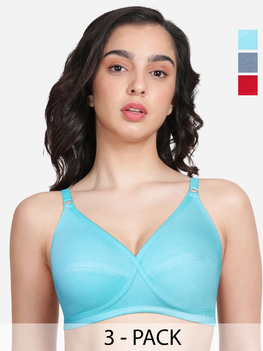 

Susie Pack Of 3 Women Medium Coverage Everyday Solid Bra, Blue