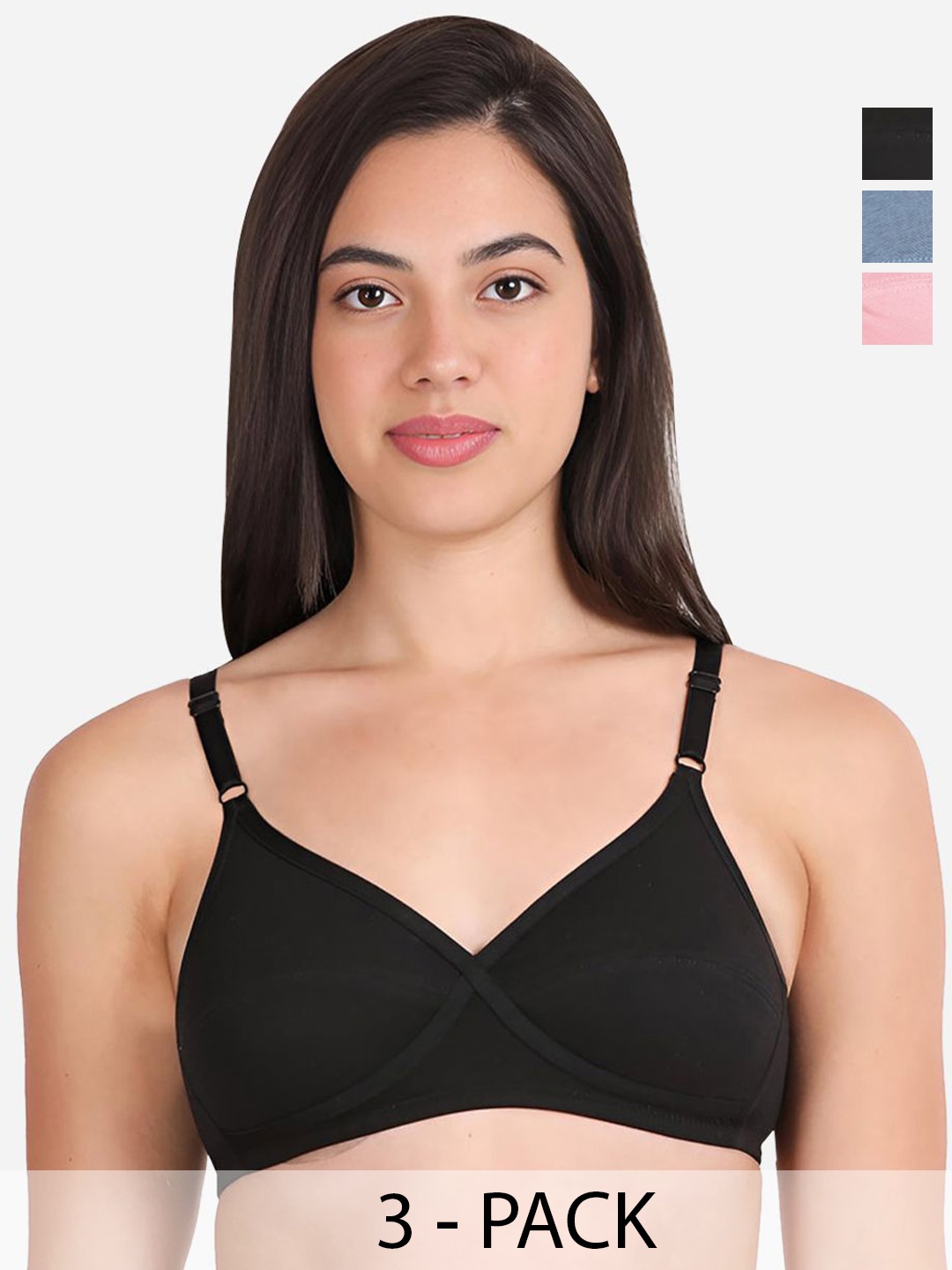 

Susie Pack Of 3 Women Medium Coverage Everyday Solid Bra, Pink