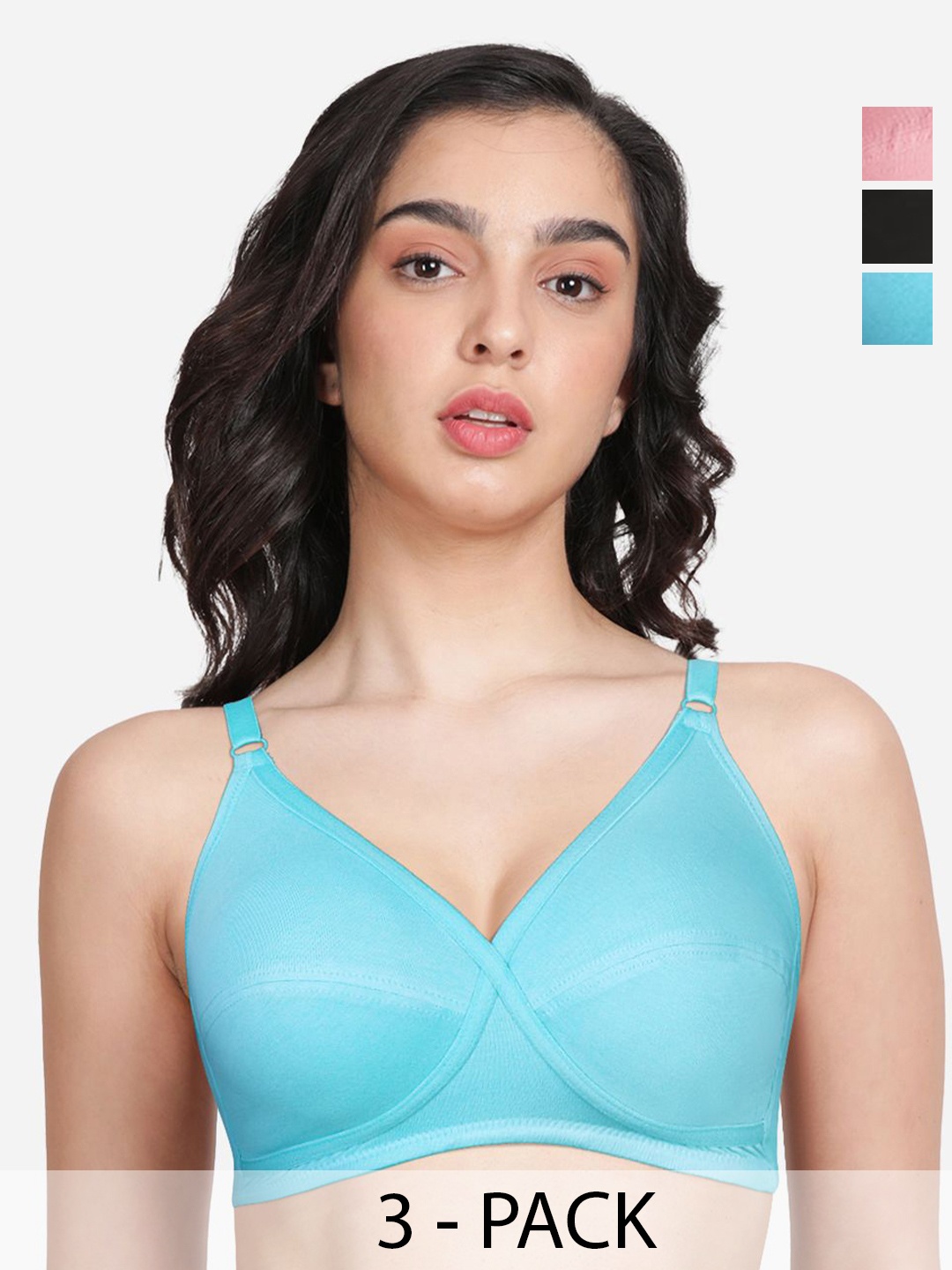 

Susie Pack Of 3 Medium Coverage Bra, Turquoise blue