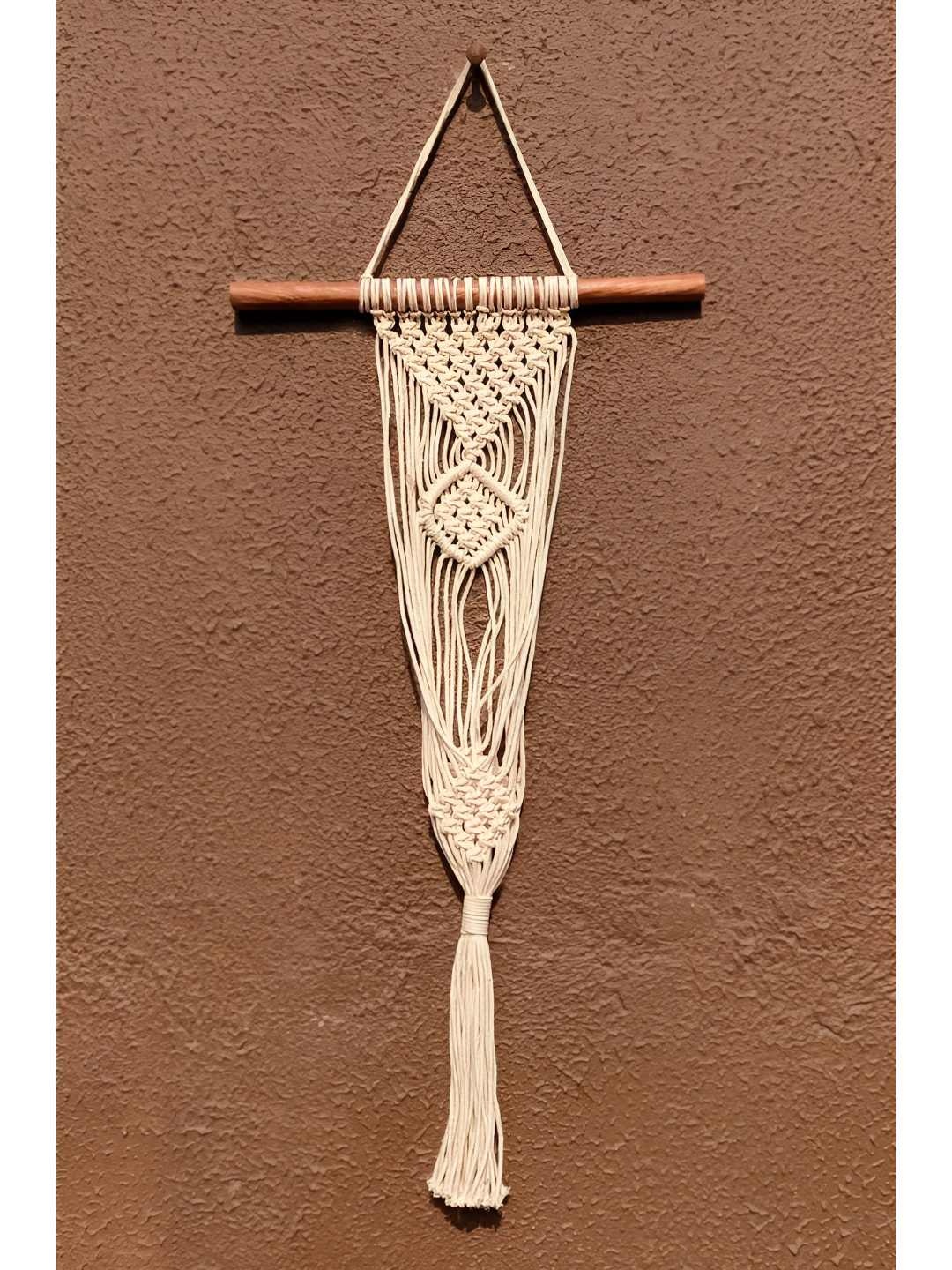 

VAH Kya Bat Hai !! White & Brown Wooden Macrame Wall Hanging