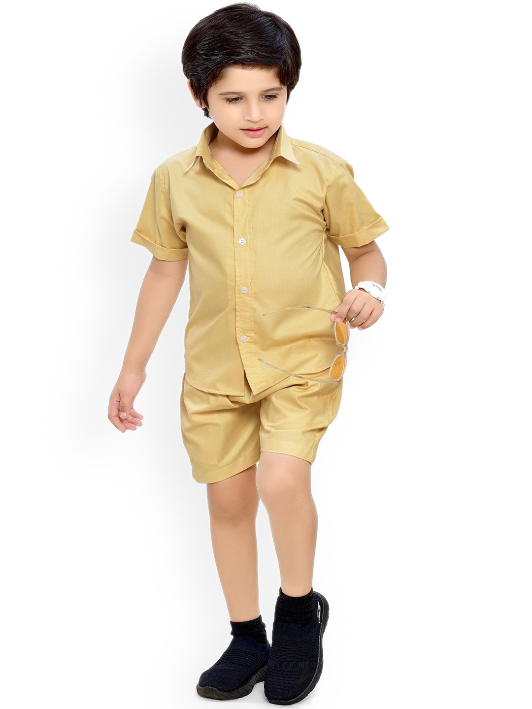 

BAESD Pure Cotton Shirt with Shorts, Yellow