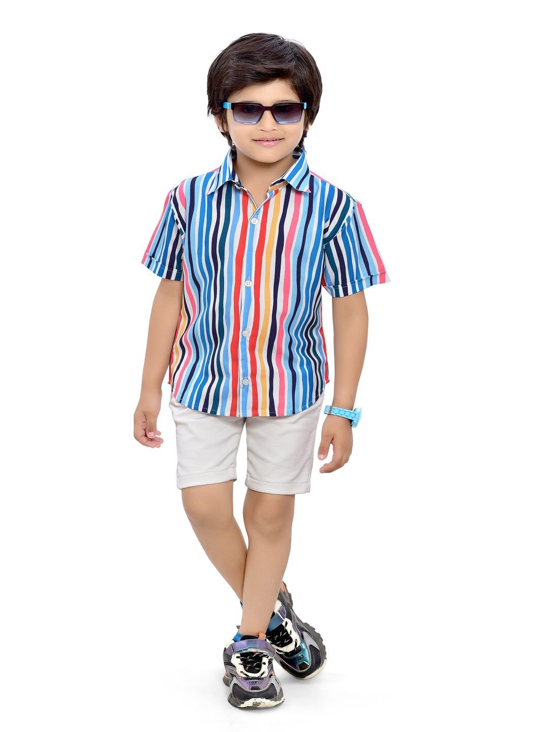 

BAESD Boys Comfort Multi Stripes Opaque Casual Shirt, Blue