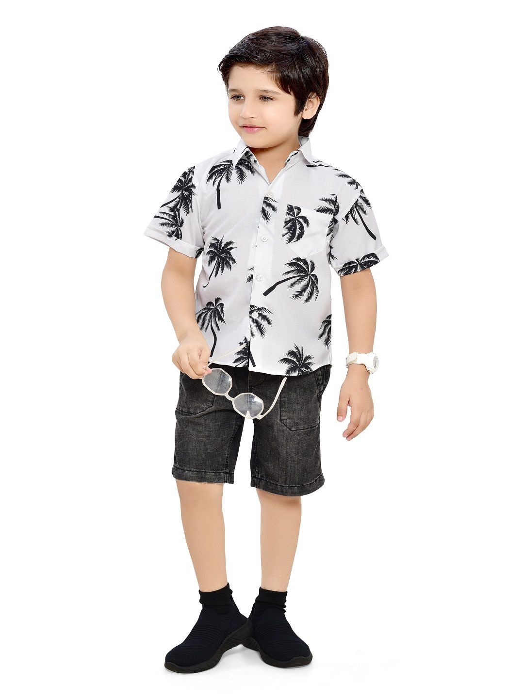 

BAESD Boys Comfort Conversational Printed Casual Shirt, White