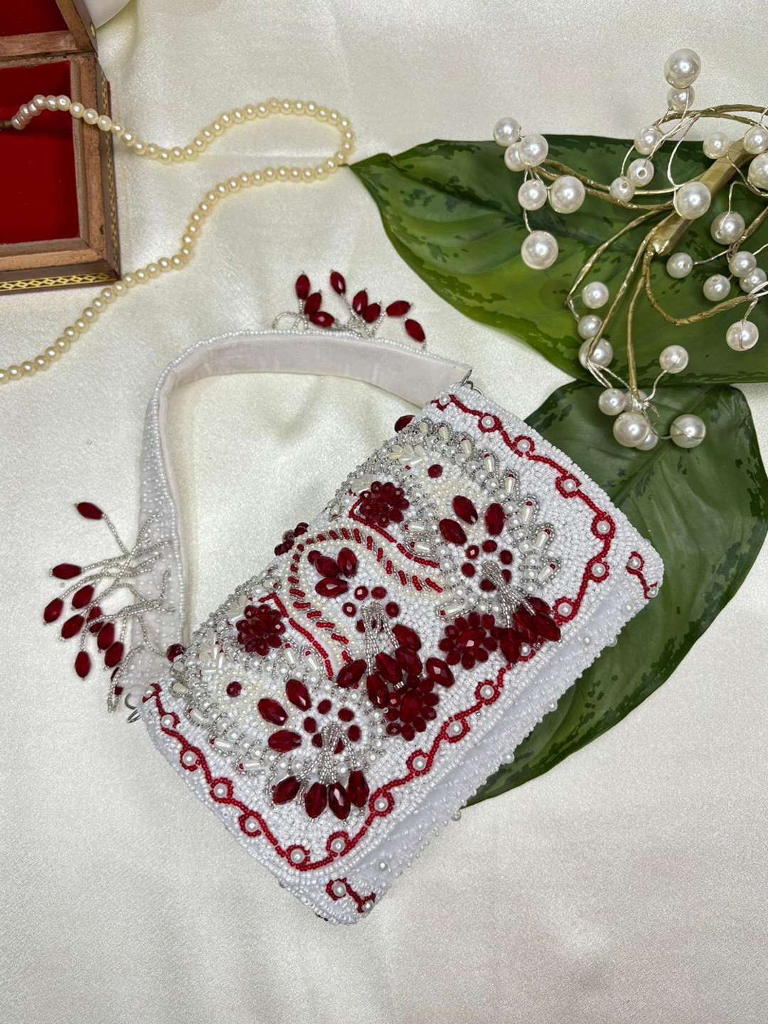 

trendy crafts Embellished Envelope Clutch, White