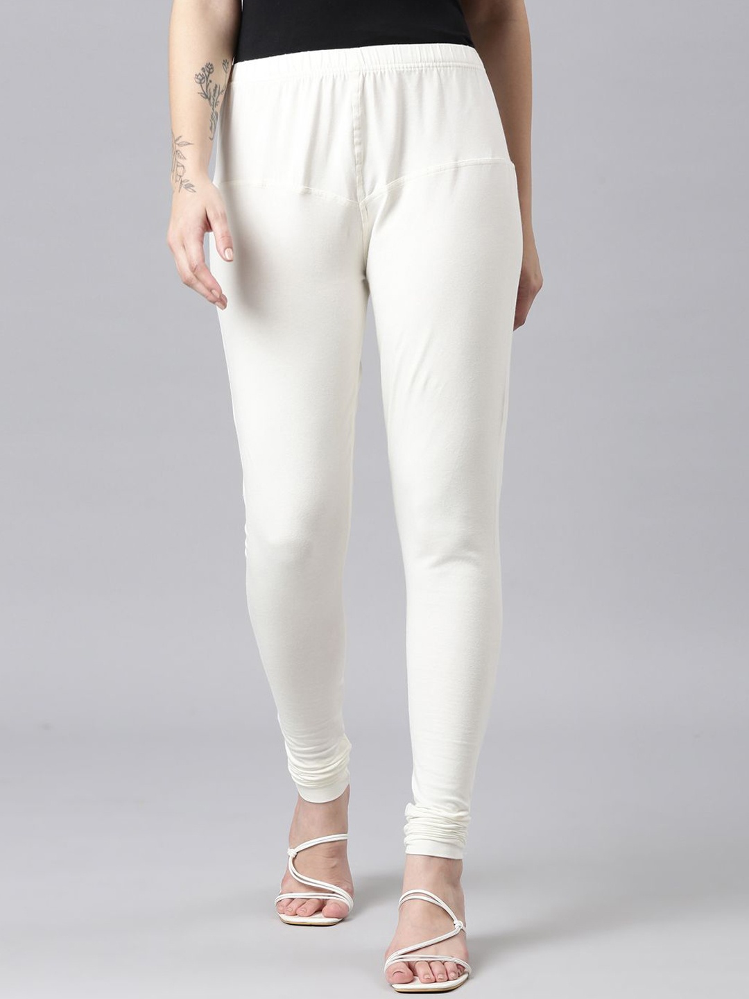 

DIXCY SCOTT Slimz Womens Solid Churidar Length Leggings, White