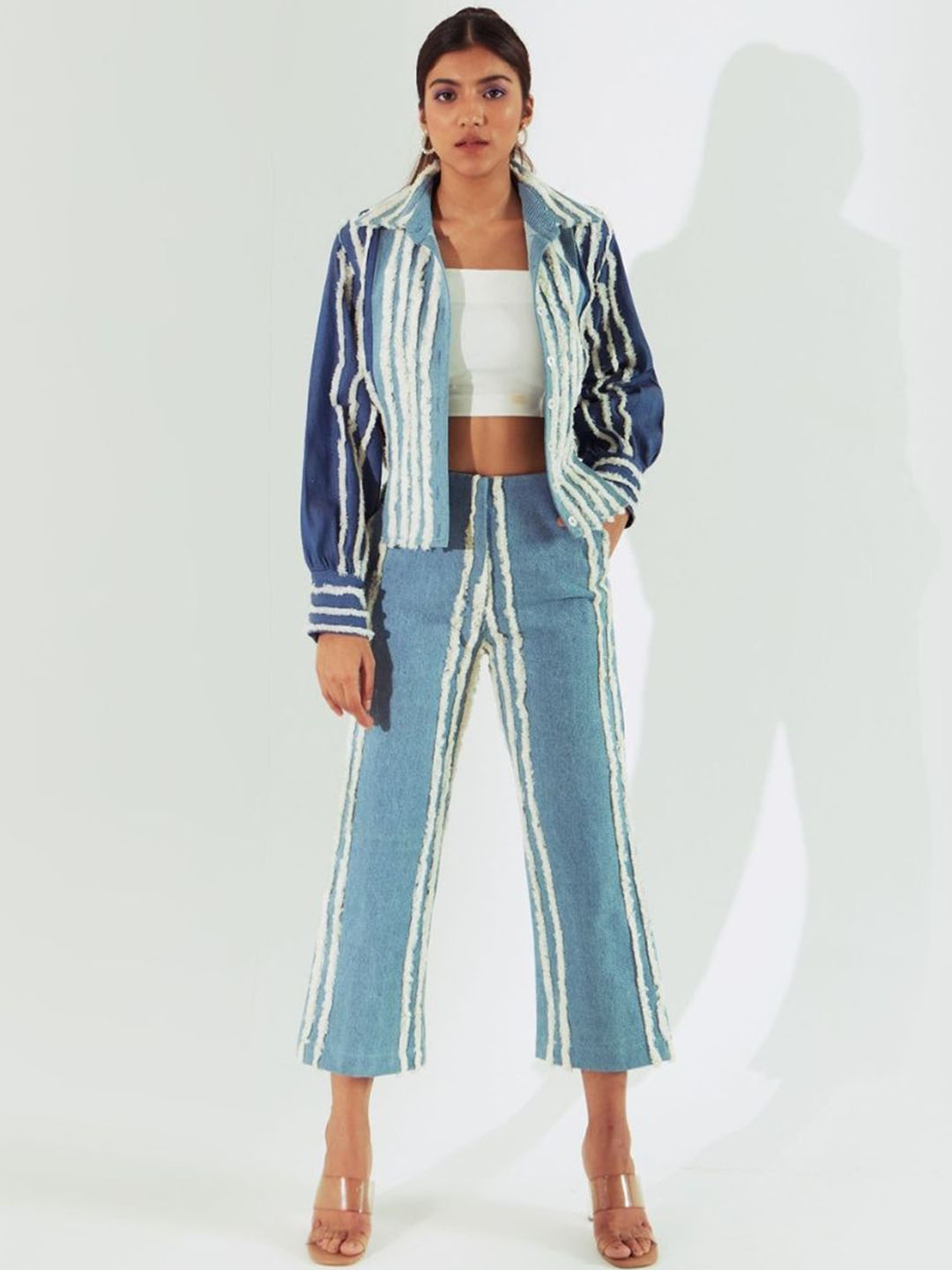 

CLOTHES ON MY MIND Self Design Shirt & Trousers, Blue