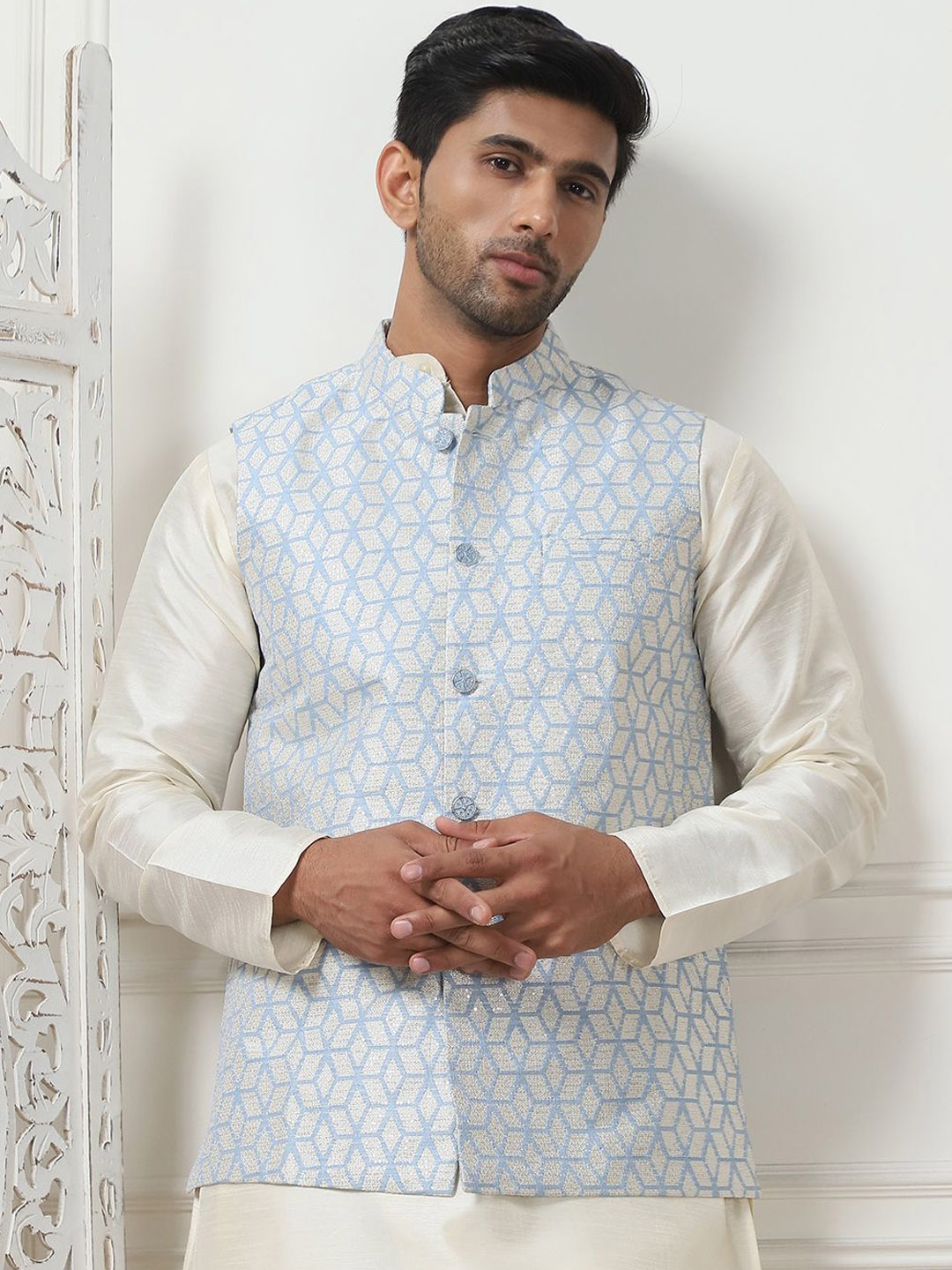 

Anouk Woven Design Nehru Jacket, Blue