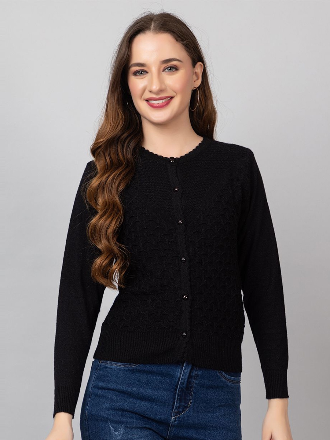 TYSORT Women Woollen Cardigan, Black