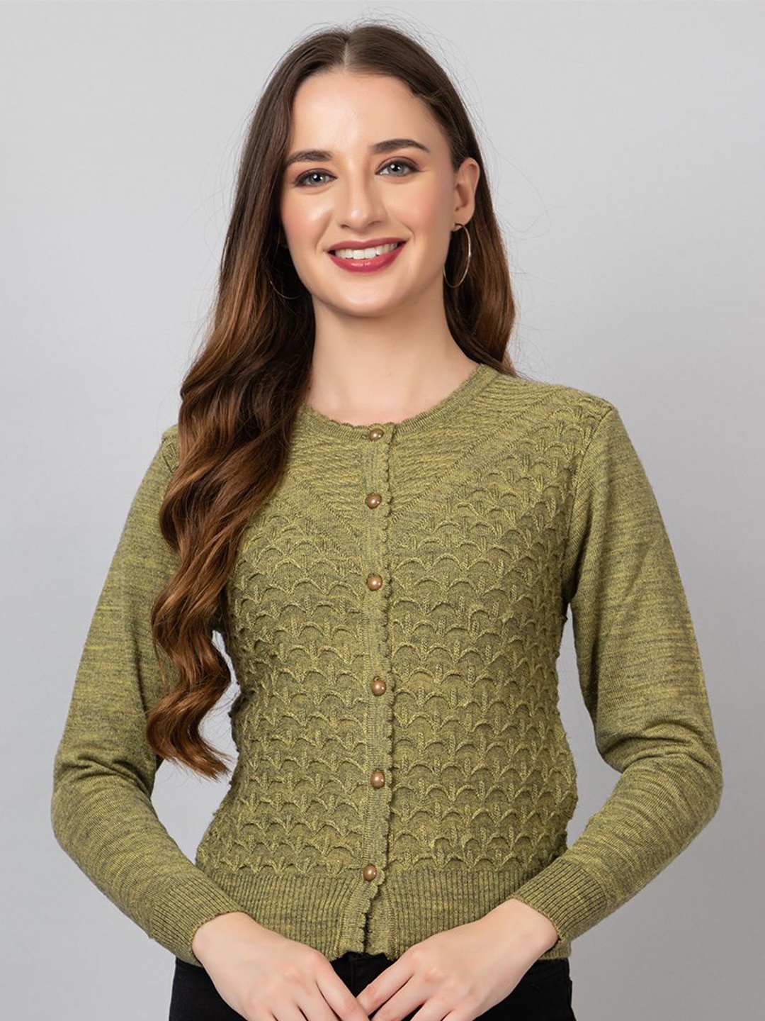 

TYSORT Women Woollen Cardigan, Olive