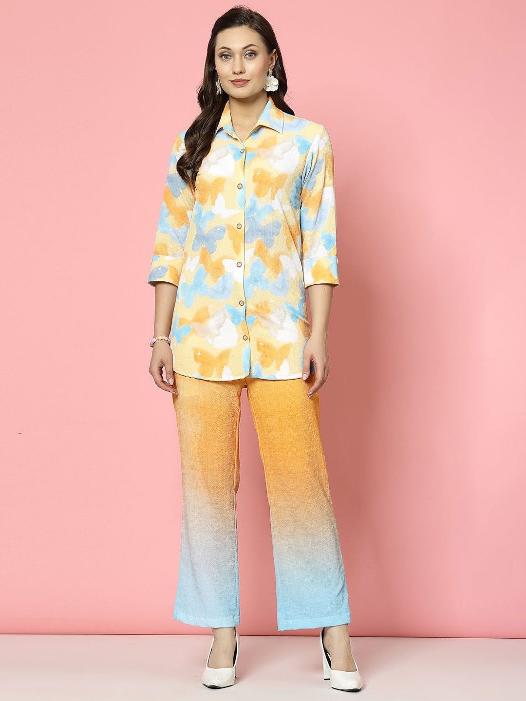 

Clora Creation Abstract Printed Shirt With Trouser, Blue