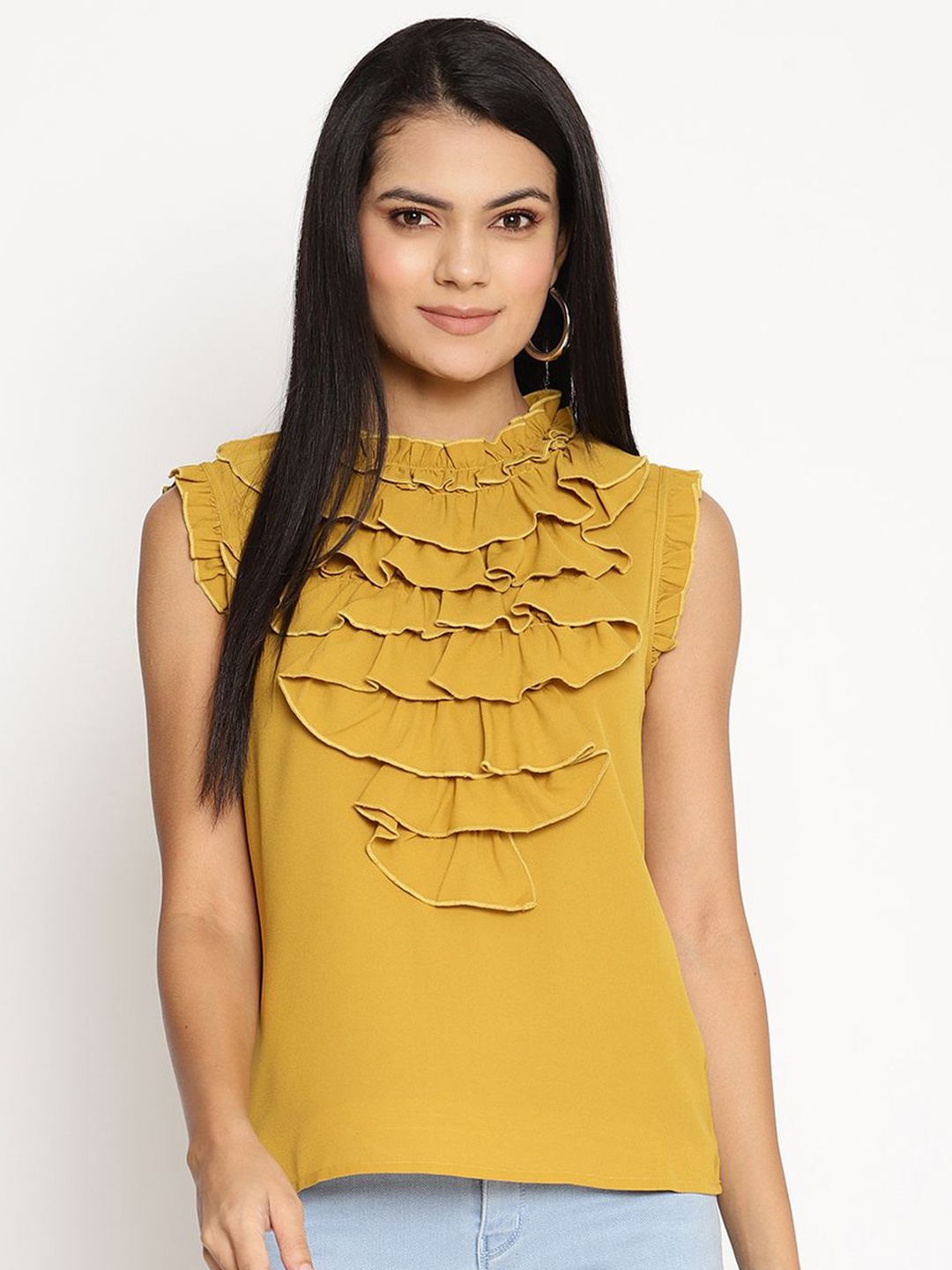 

HOUSE OF KKARMA Crepe Top, Mustard