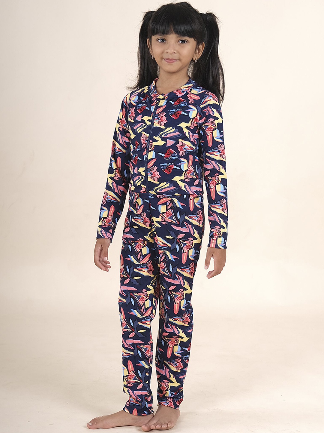 

KiddoPanti Kids Printed Legsuit, Navy blue
