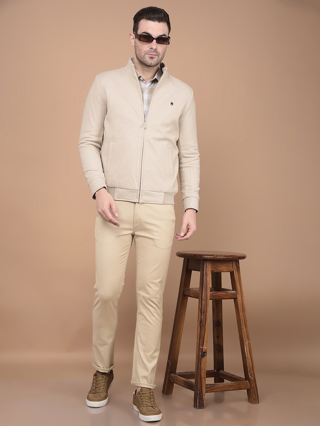 

Crimsoune Club Solid Men Colourblocked Lightweight Tailored Jacket, Beige
