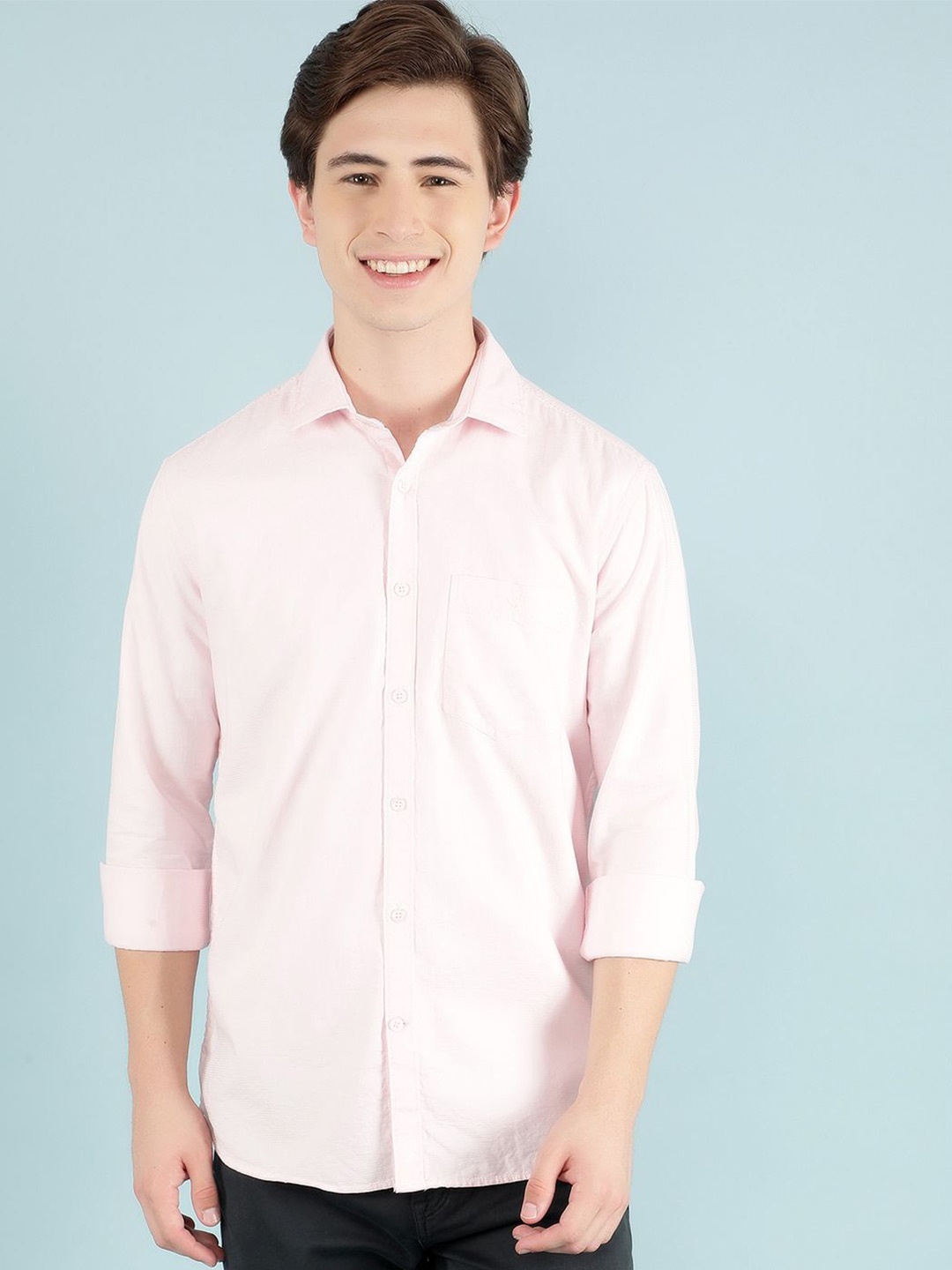 

Crimsoune Club Men Classic Slim Fit Opaque Casual Shirt, Pink