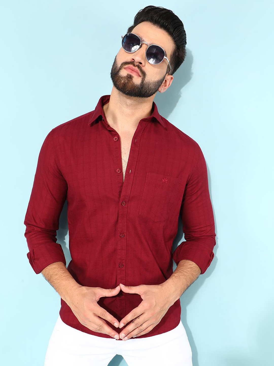 

Crimsoune Club Men Classic Slim Fit Opaque Casual Shirt, Maroon