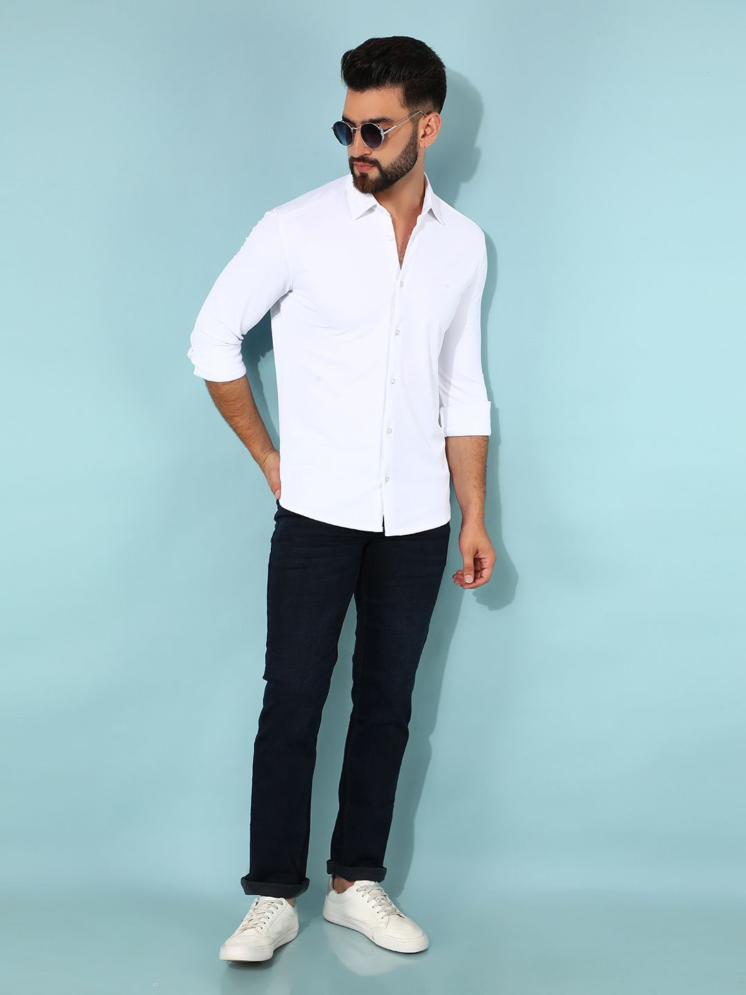 

Crimsoune Club Men Classic Slim Fit Opaque Casual Shirt, White