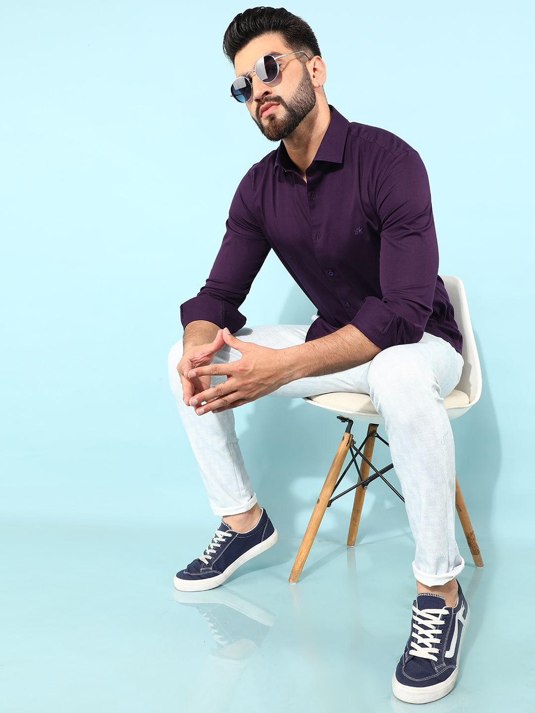 

Crimsoune Club Men Classic Slim Fit Opaque Casual Shirt, Purple