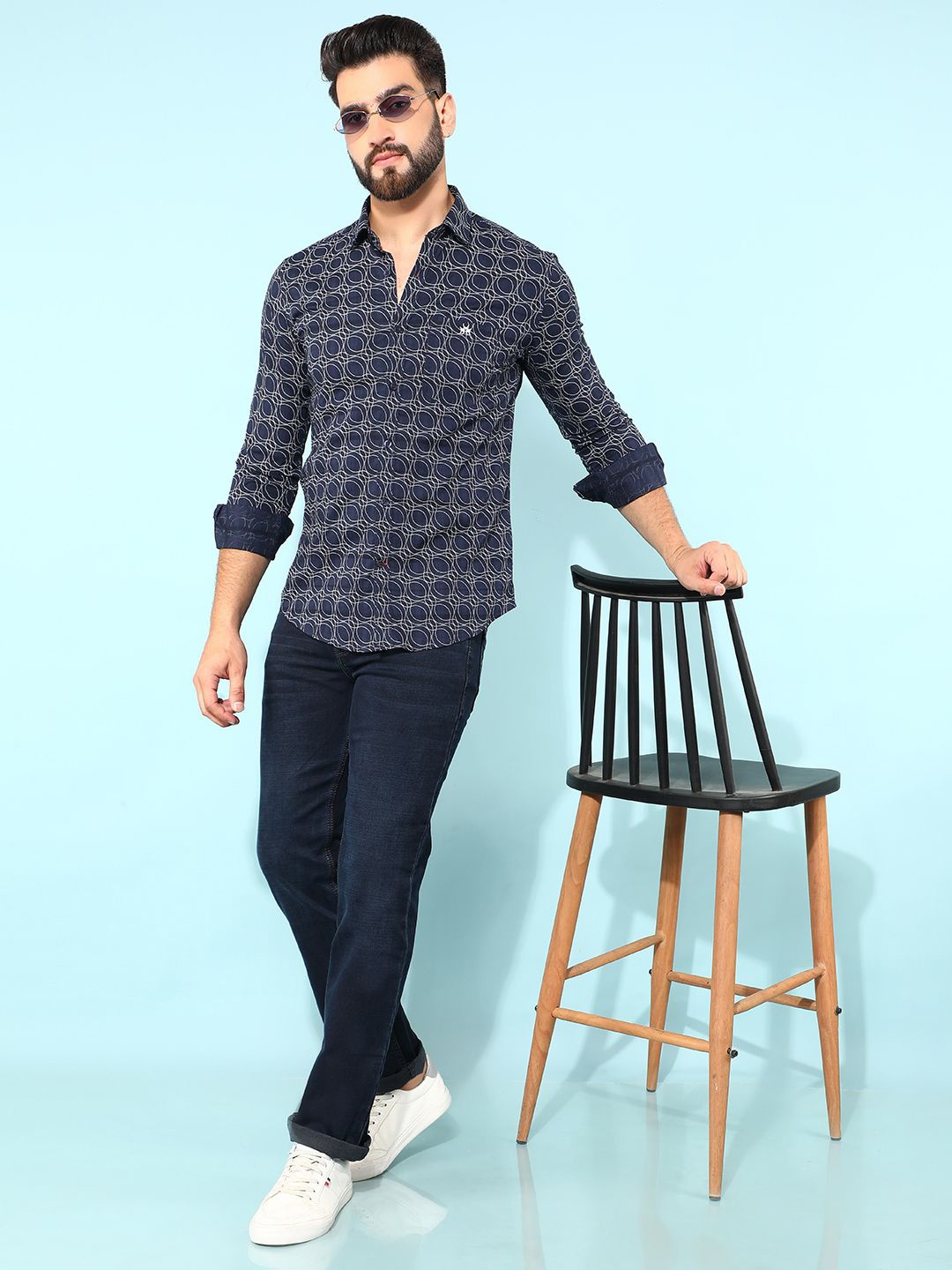 

Crimsoune Club Men Classic Slim Fit Checked Casual Shirt, Black
