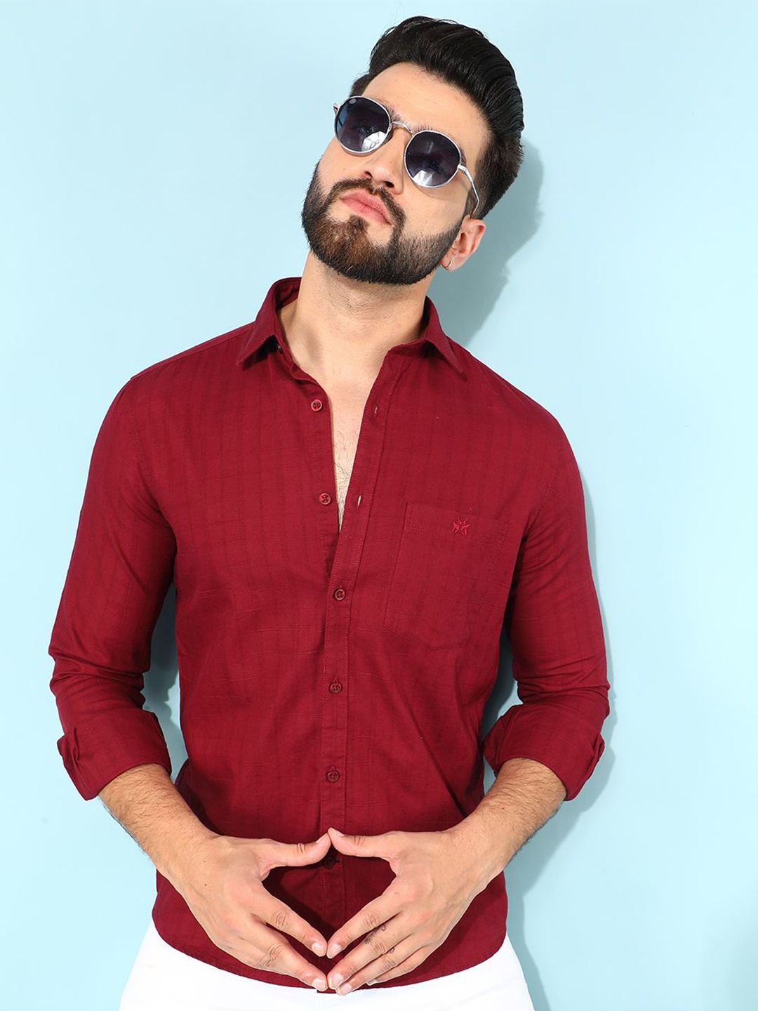 

Crimsoune Club Men Classic Slim Fit Casual Shirt, Maroon