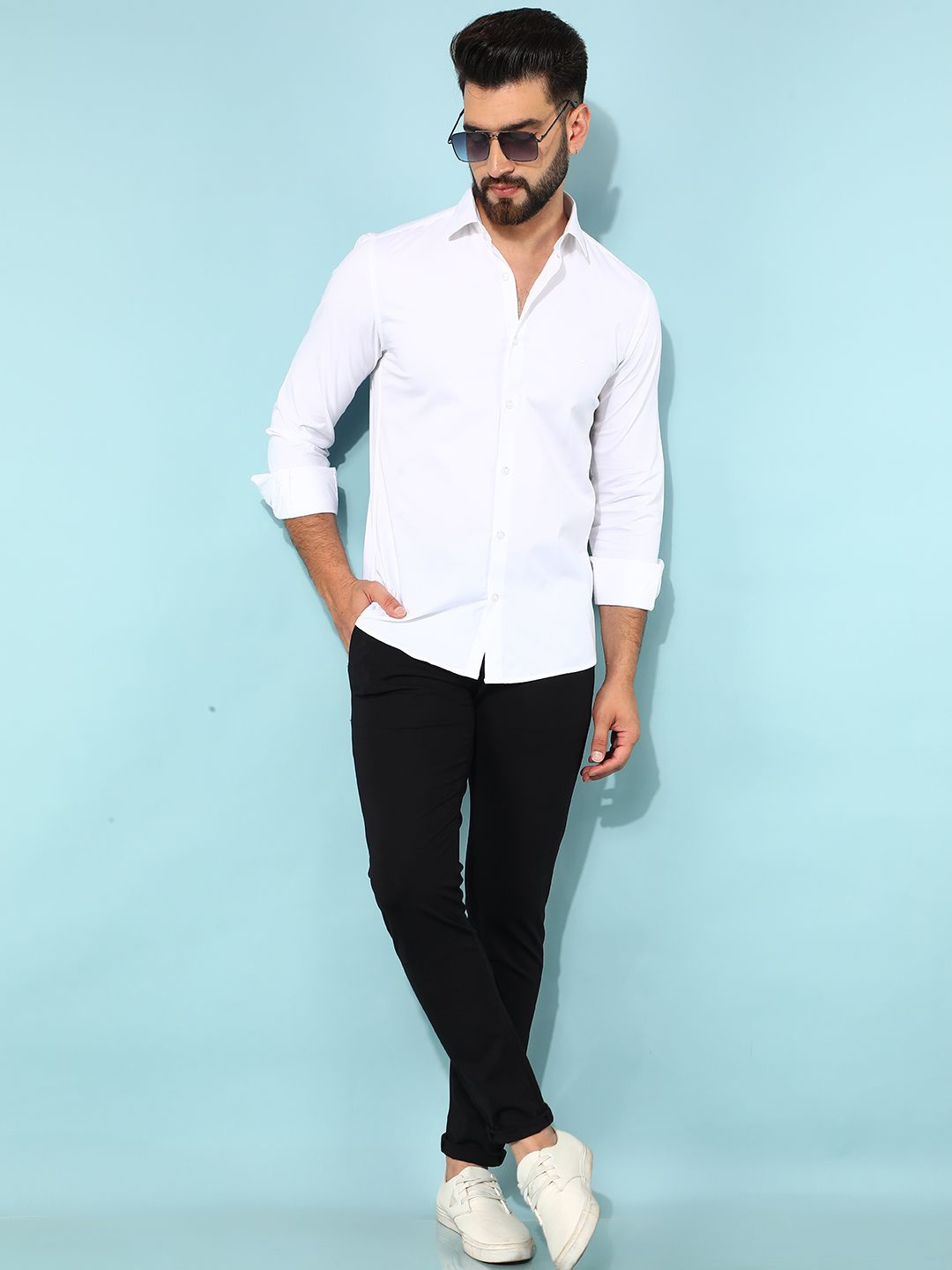 

Crimsoune Club Men Classic Slim Fit Casual Shirt, White