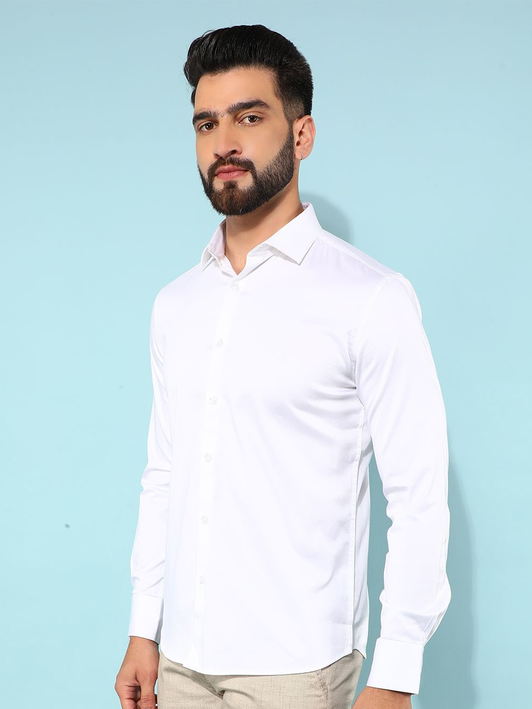 

Crimsoune Club Men Classic Slim Fit Opaque Casual Shirt, White