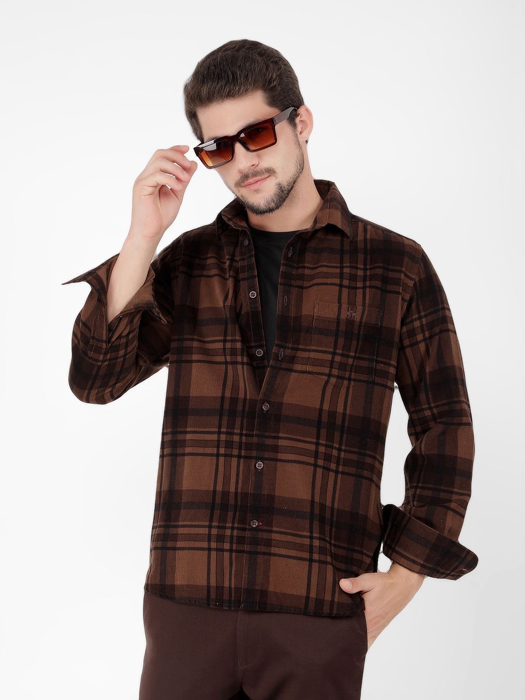 

Crimsoune Club Men Classic Slim Fit Tartan Checks Opaque Checked Casual Shirt, Olive