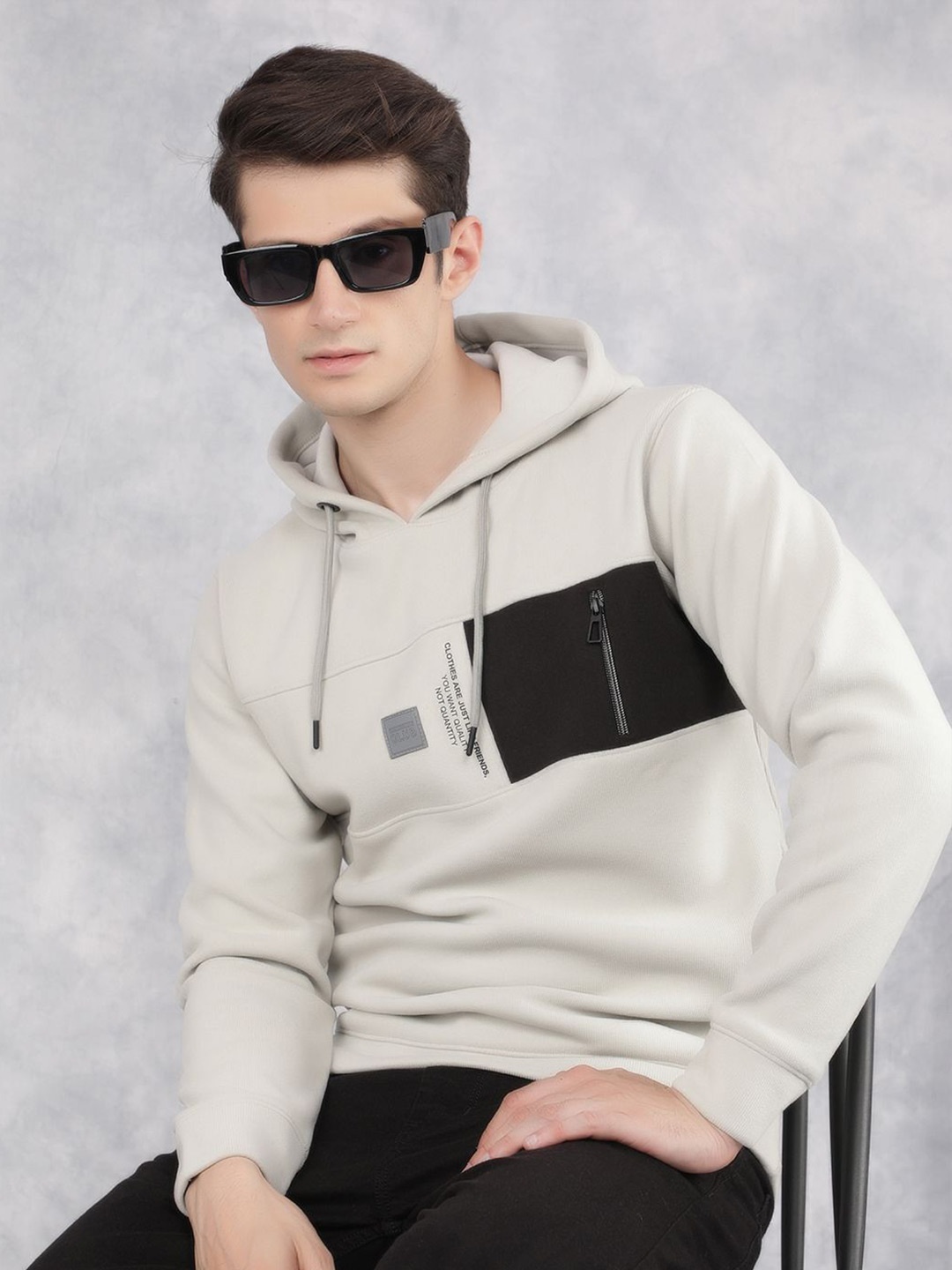 

Crimsoune Club Men Solid Hooded Sweatshirt, Grey