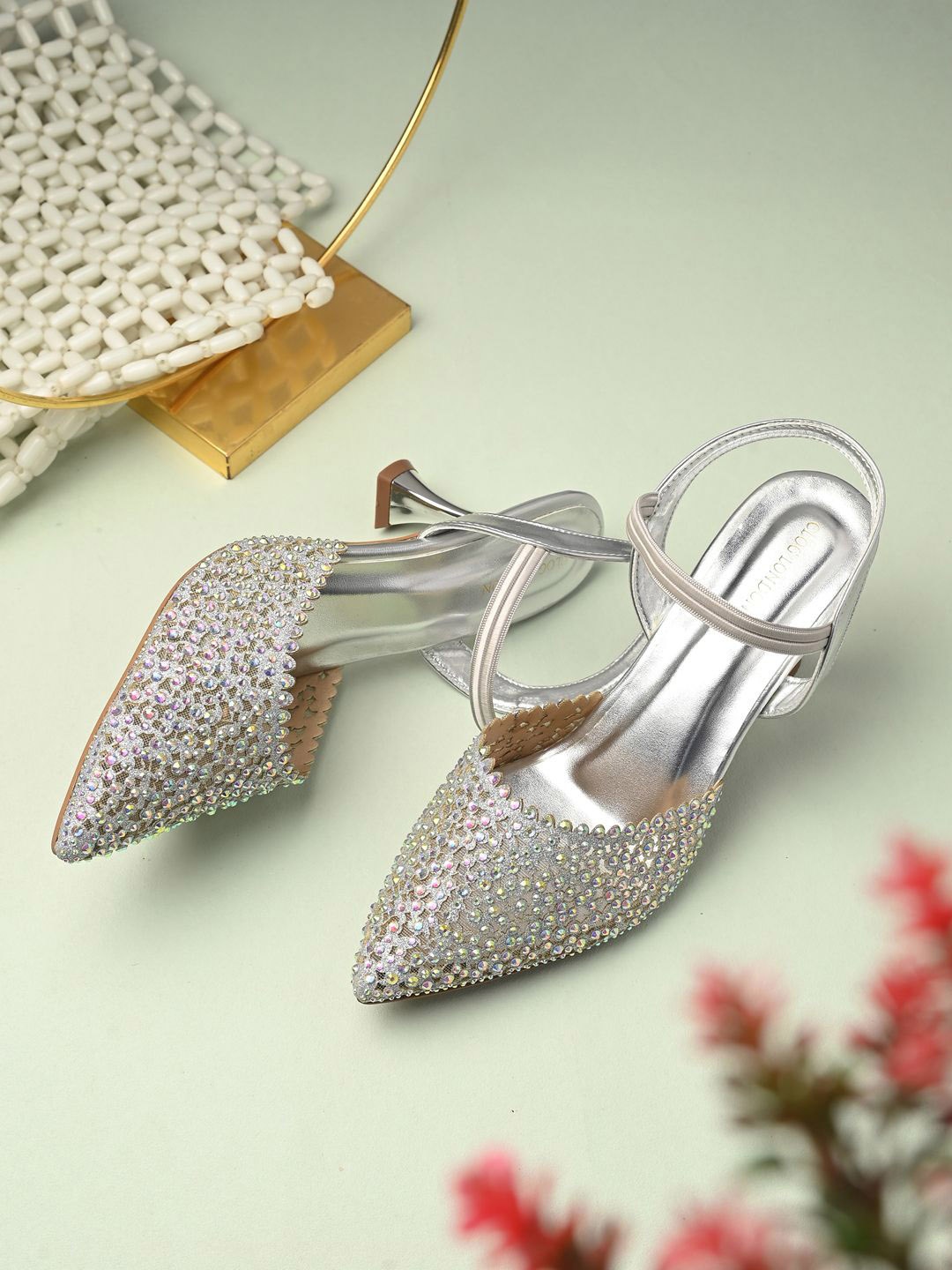 

CLOG LONDON Women Mules With Western - Embellished, Silver