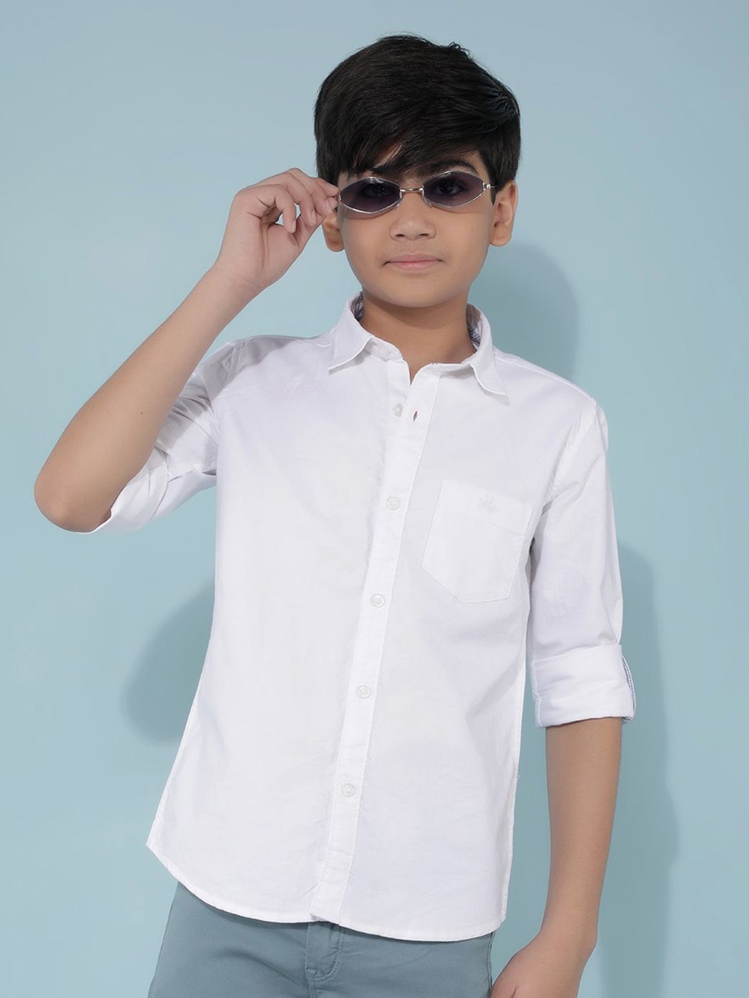 

Crimsoune Club Boys Classic Slim Fit Opaque Casual Shirt, White