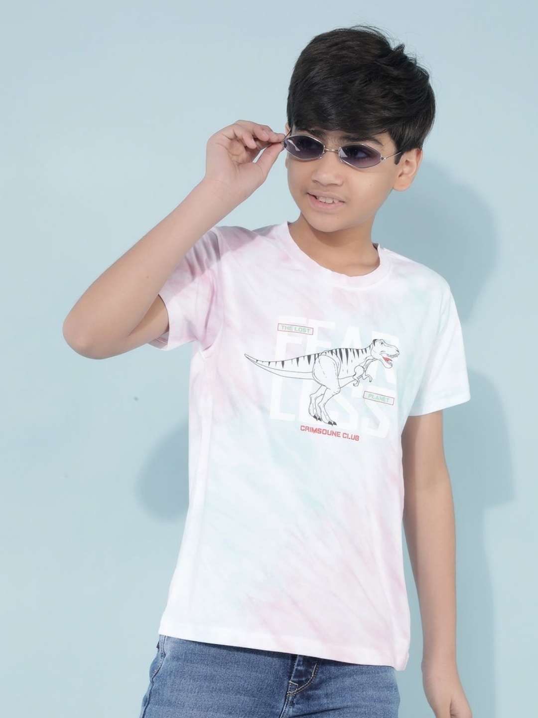 

Crimsoune Club Boys Graphic Printed Round Neck Cotton Slim Fit T-Shirt, Multi