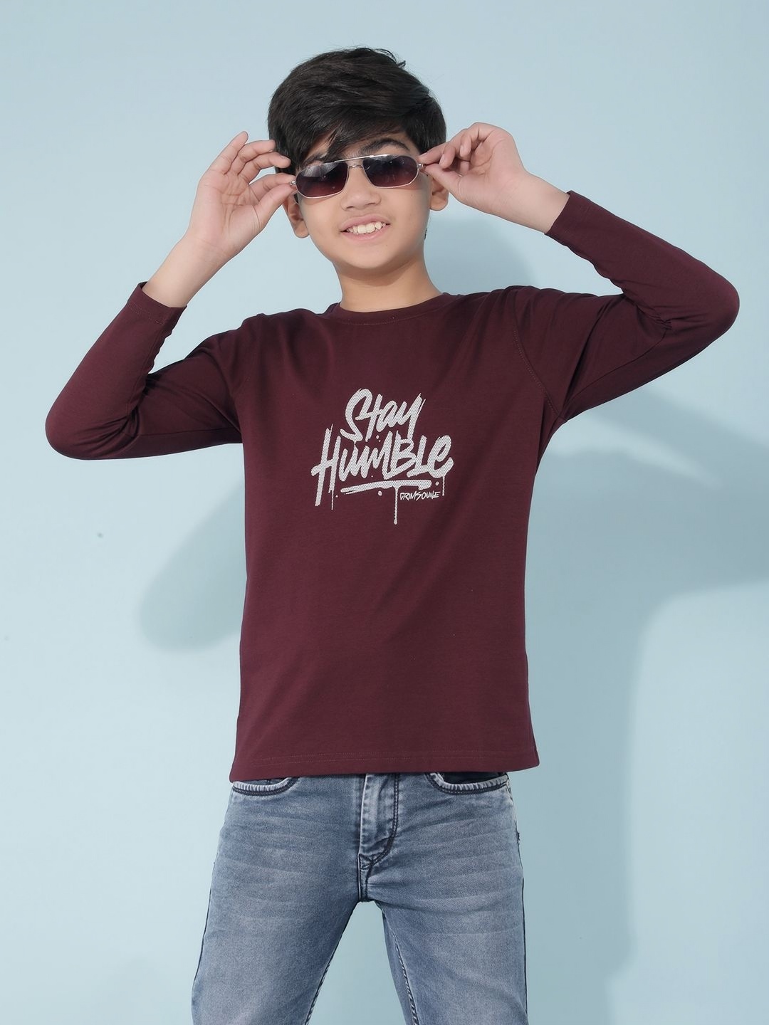 

Crimsoune Club Boys Typography Printed Round Neck Cotton Slim Fit T-Shirt, Red