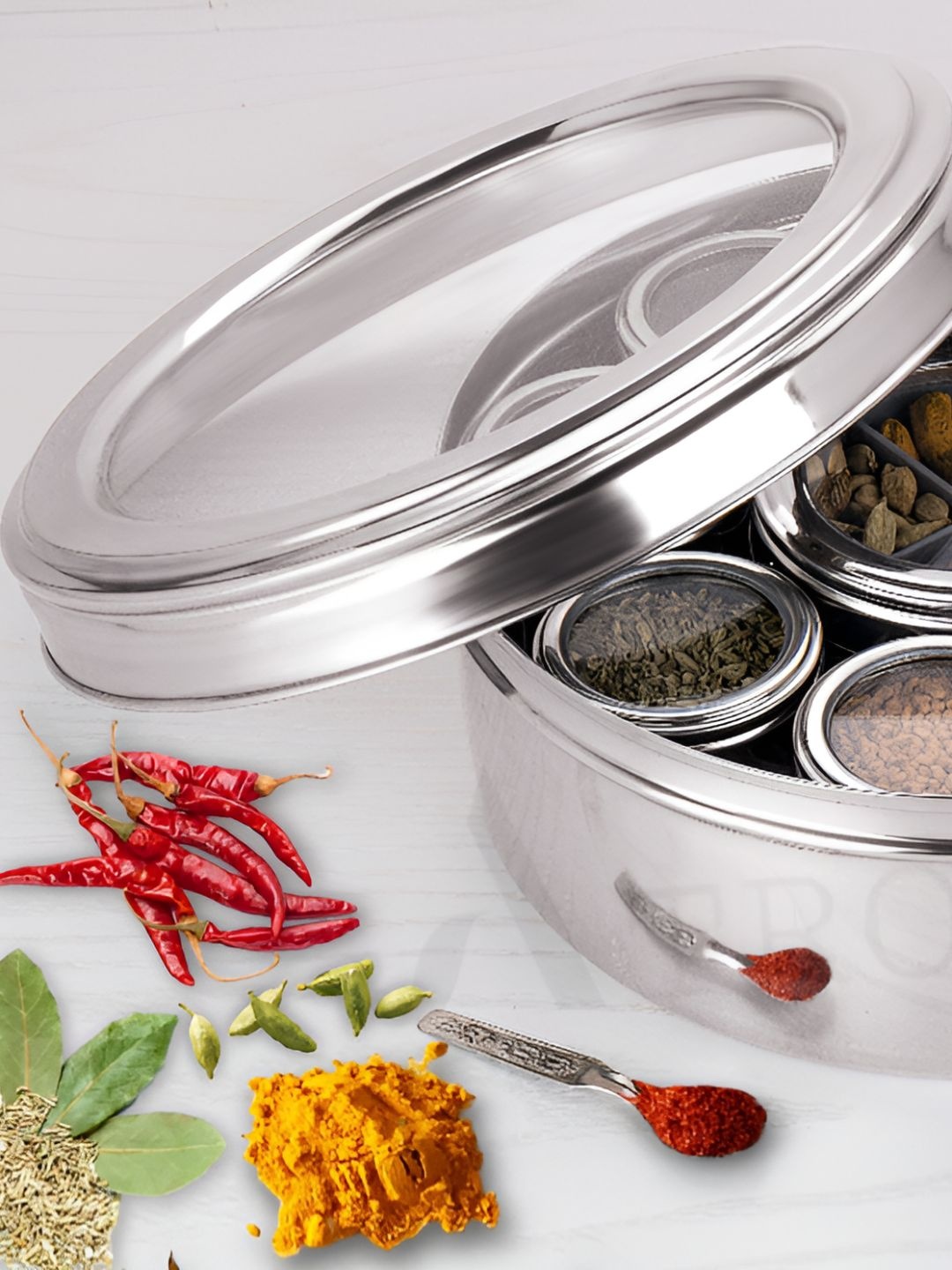 

ATROCK BPA Free Stainless Steel Metal Masala Box, Silver