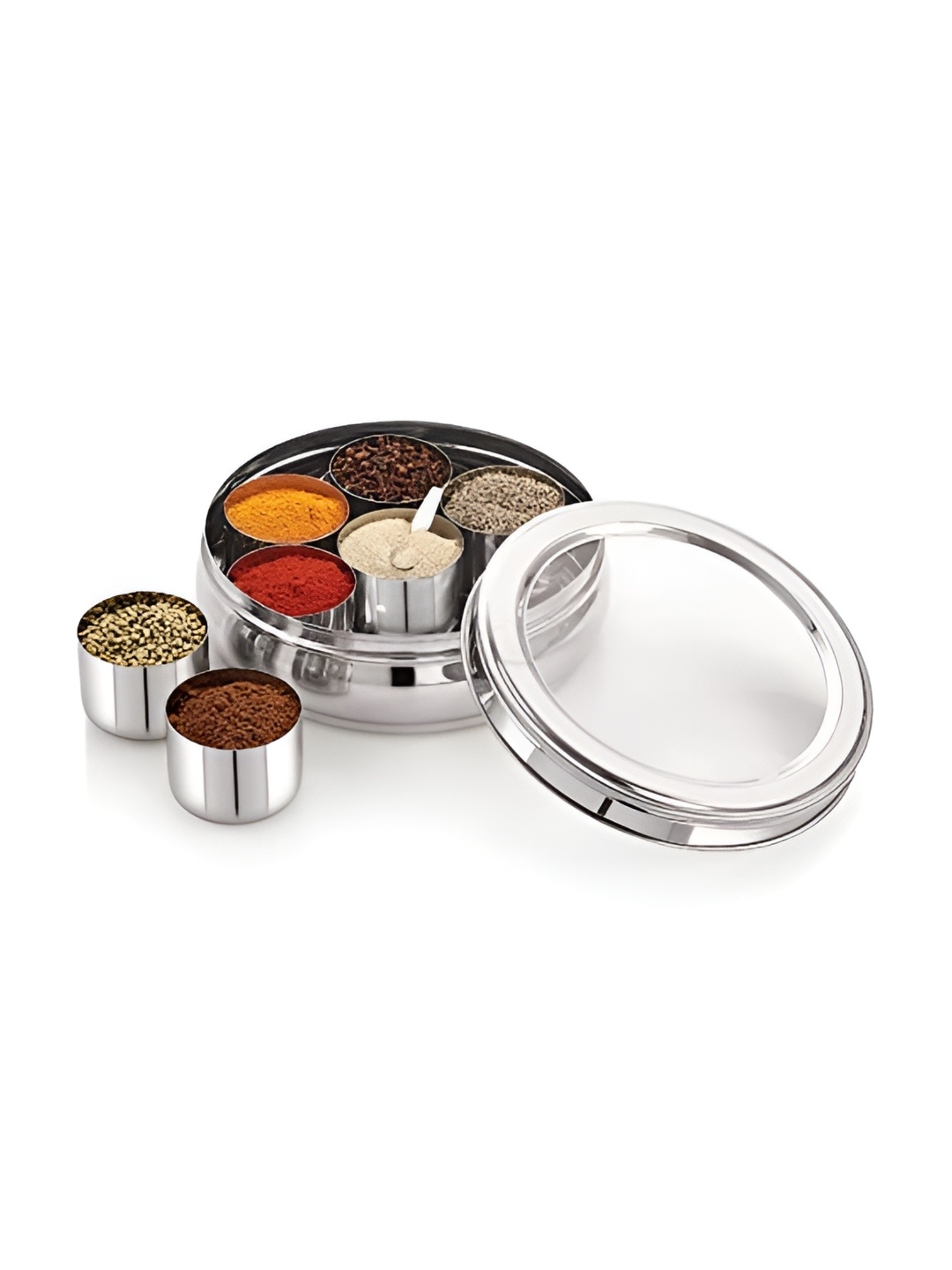 

ATROCK Rust Proof Stainless Steel Metal Masala Box, Silver