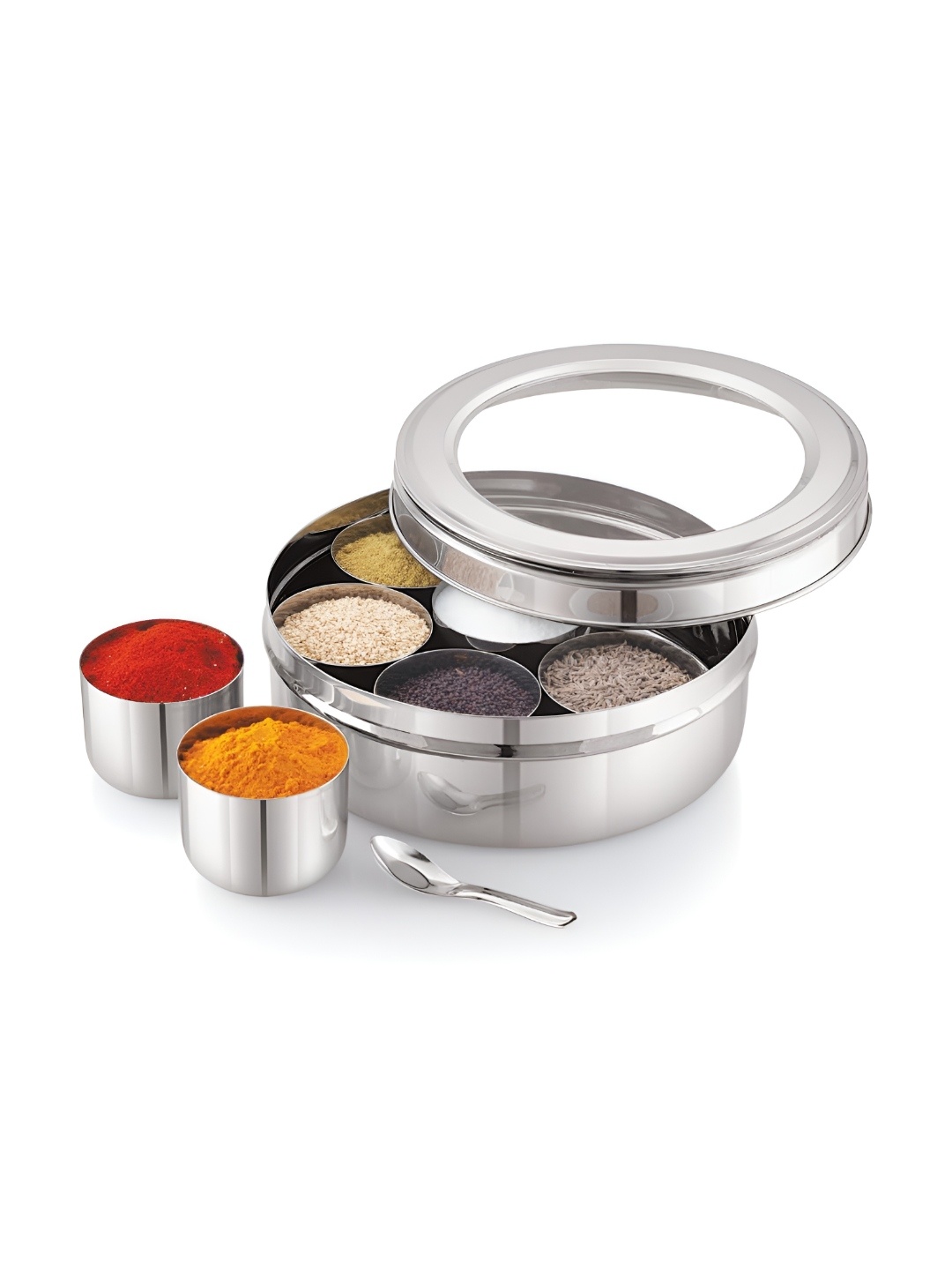

ATROCK 7 In 1 Stainless Steel Metal Masala Box, Silver