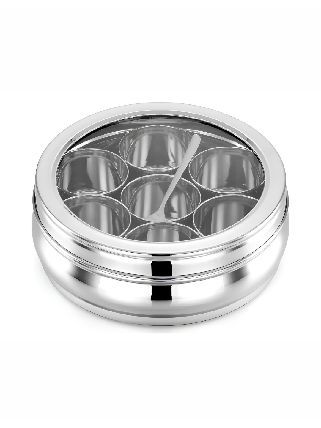 

ATROCK 7 In 1 Stainless Steel Dishwasher Safe Metal Masala Box, Silver