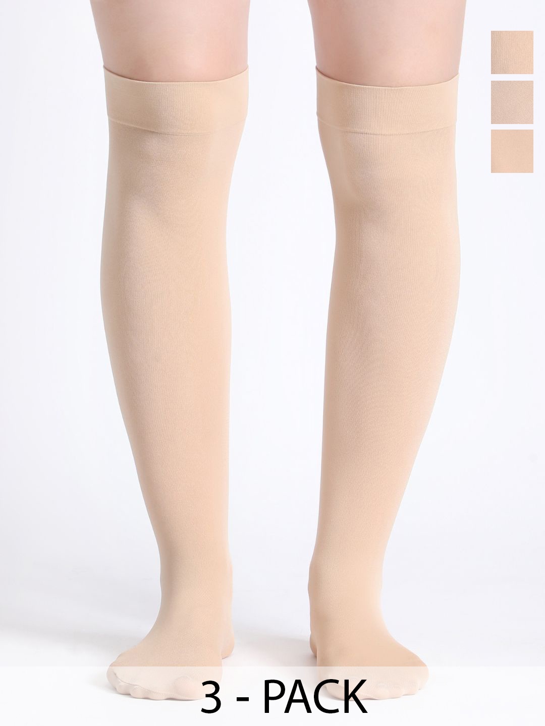

N2S NEXT2SKIN Pack Of 3 Above Knee-Length Socks, Beige
