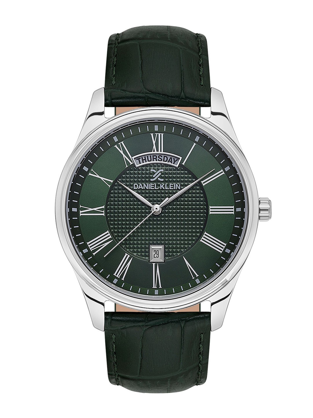 

Daniel Klein Men Patterned Dial & Leather Straps Analogue Watch DK.1.13738-3, Green