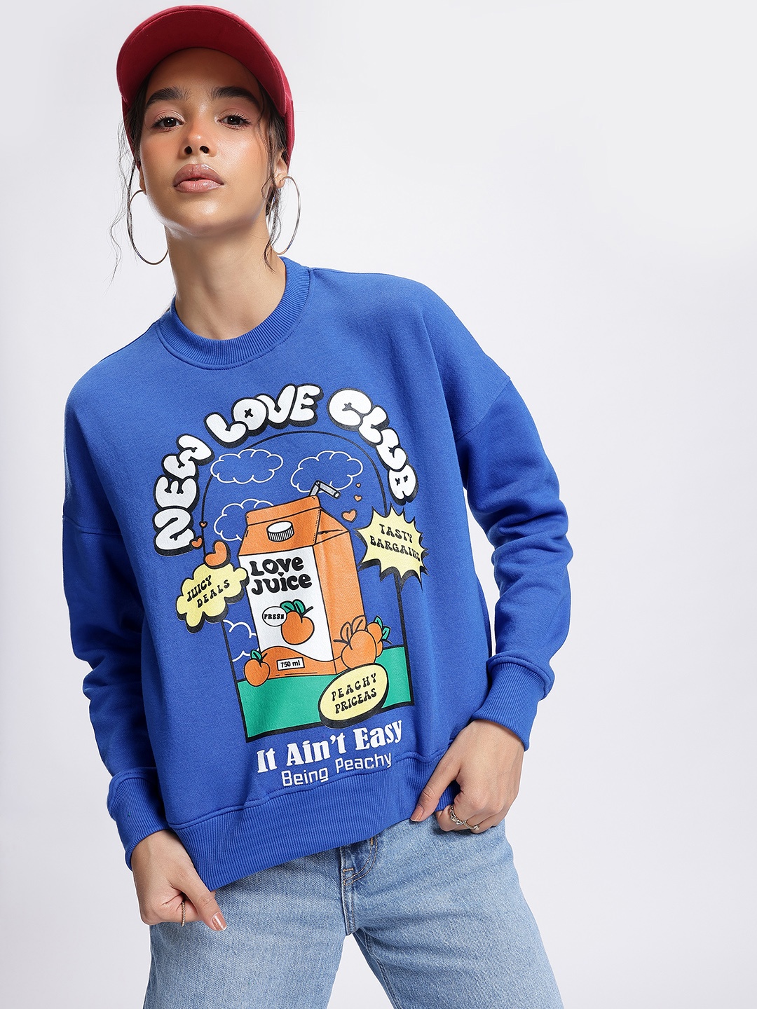 

DressBerry Pop Art Potion Typography Play Sweatshirt, Blue