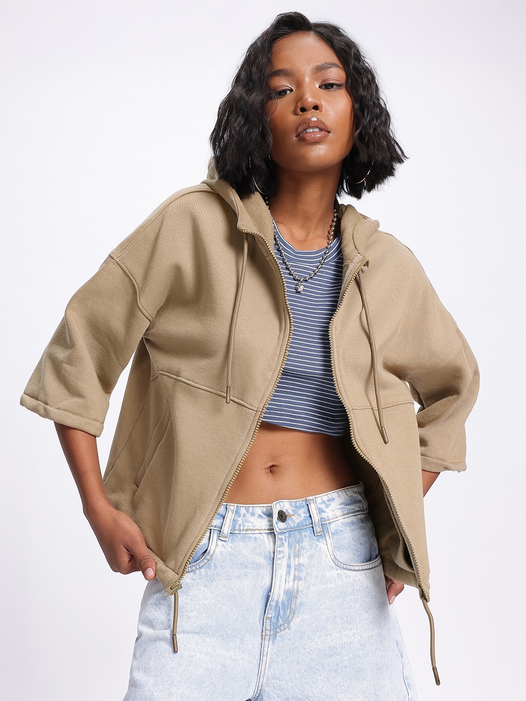 

DressBerry Vibe Layer Hooded Sweatshirt, Taupe