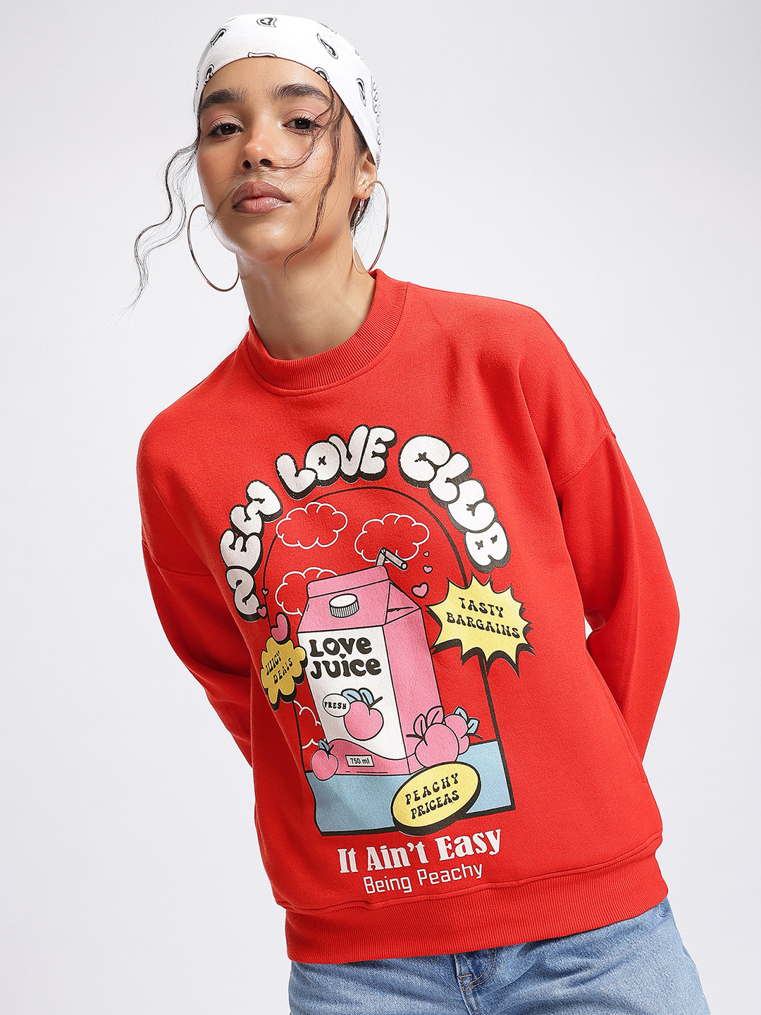 

DressBerry Cheerful Chic Typography Goodness Sweatshirt, Red