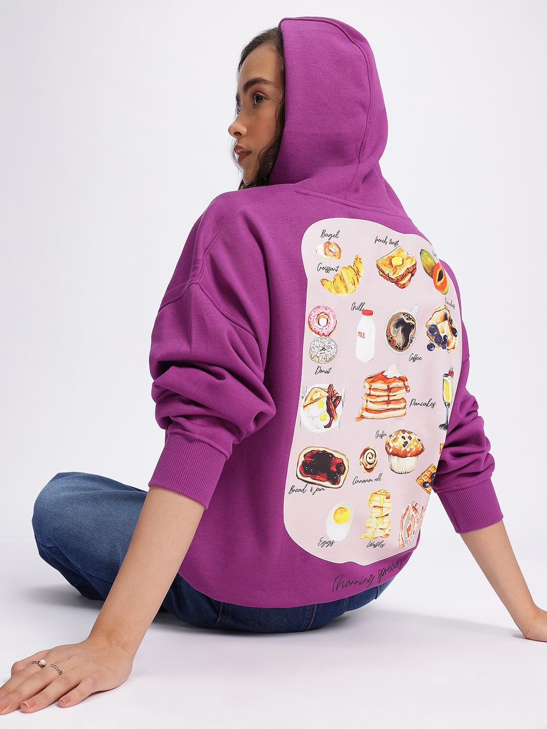 

DressBerry Lovely Layers Back Printed Hooded Sweatshirt, Purple