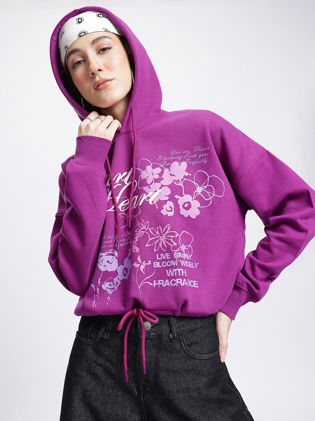 

DressBerry Typo Blossom Dropped Ease Knotty Edge Sweatshirt, Purple